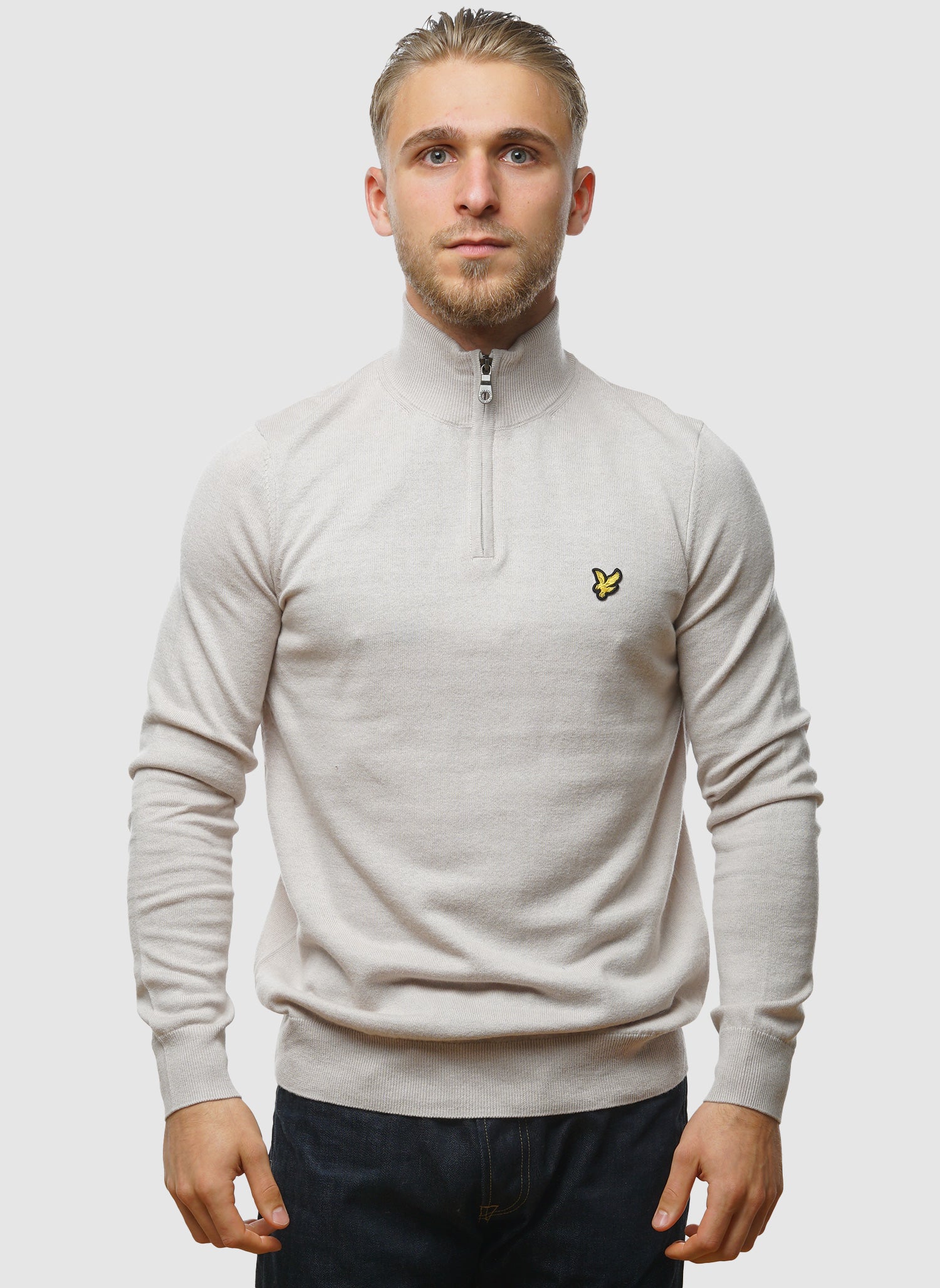 1/4 Zip Cotton Merino Jumper  - Cove - Image 2