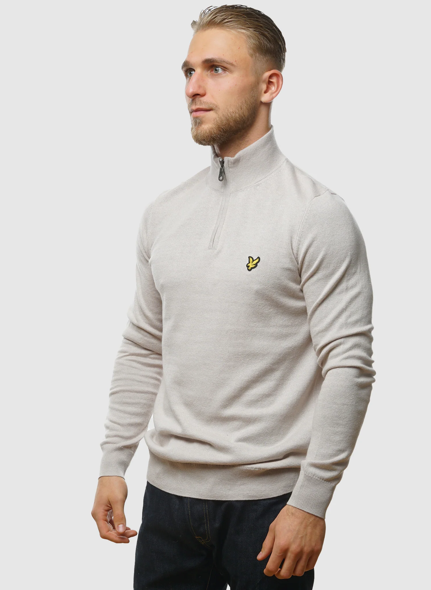 1/4 Zip Cotton Merino Jumper  - Cove - Image 3