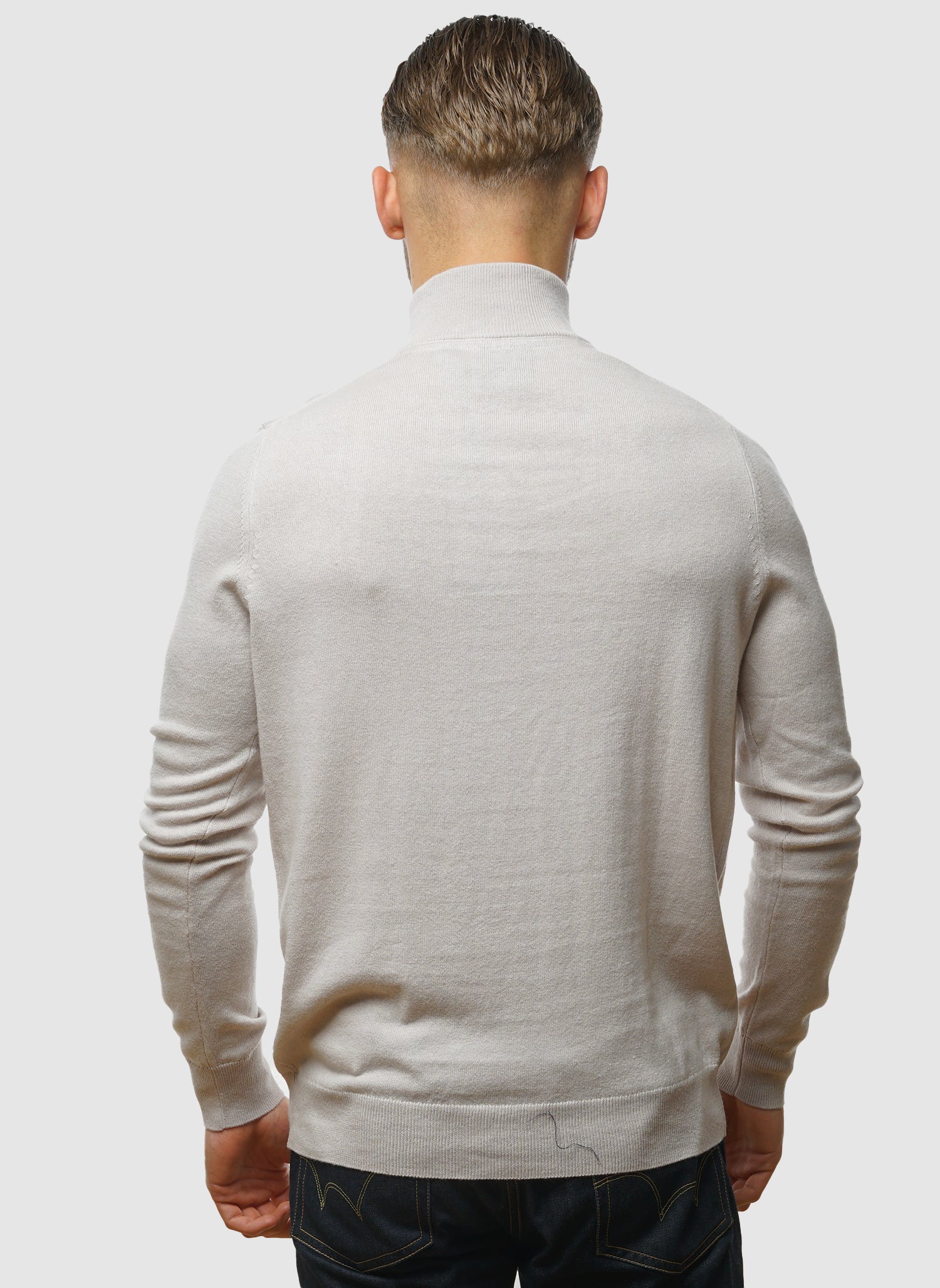 1/4 Zip Cotton Merino Jumper  - Cove - Image 4