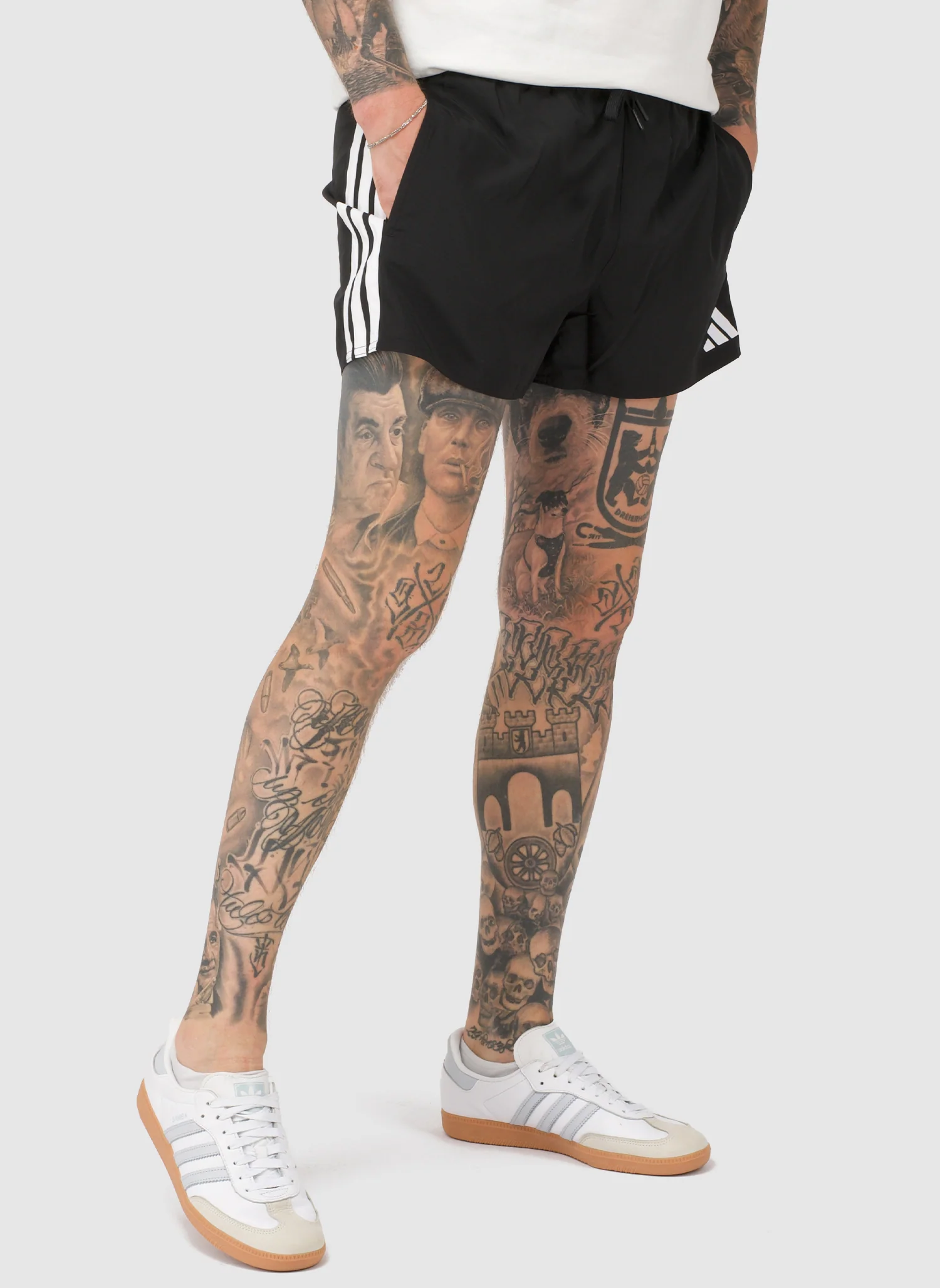 3-Streifen 3-Inch Badeshorts - Black/White - Image 3