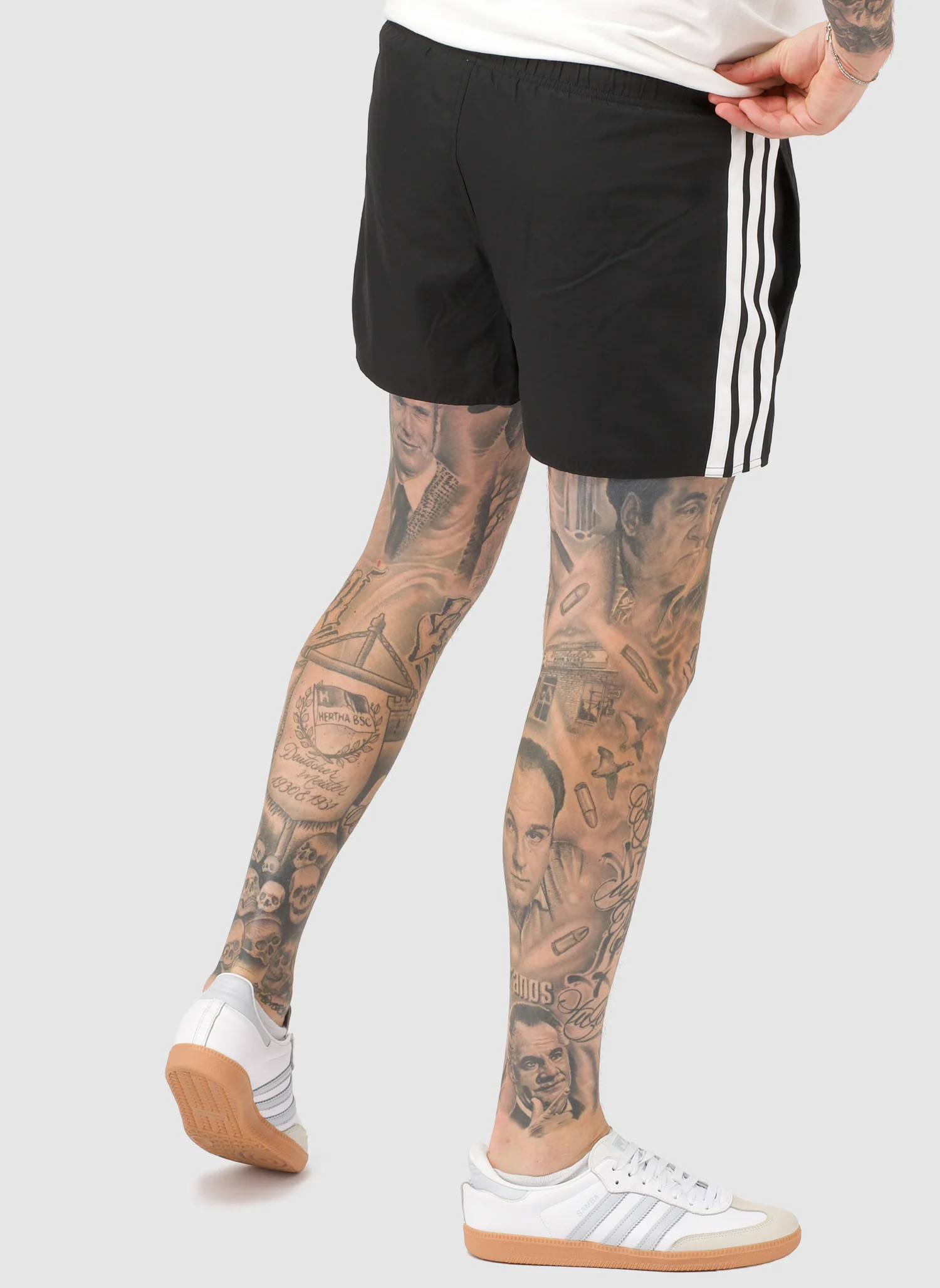3-Streifen 3-Inch Badeshorts - Black/White - Image 4