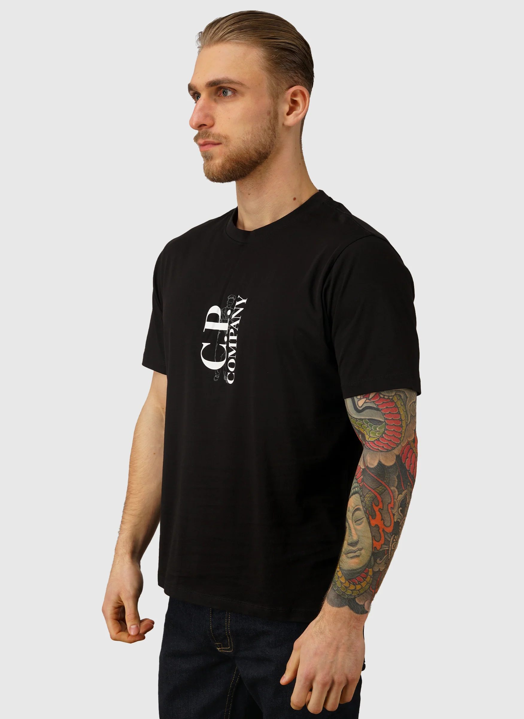 30/1 Printed Jersey T-Shirt - Black