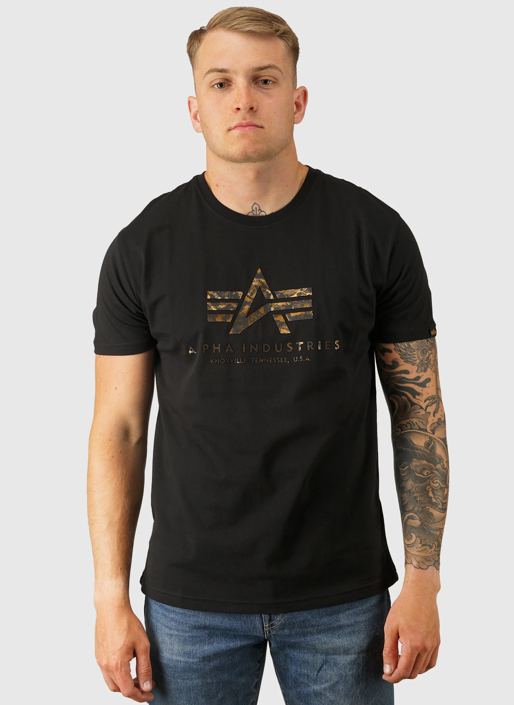 Basic Big Logo Effect Print T-Shirt - Black - Image 2