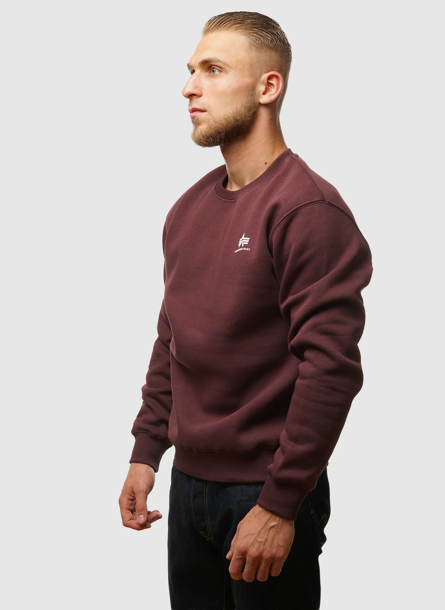 Basic Small Logo Sweatshirt - Deep Maroon - Image 3