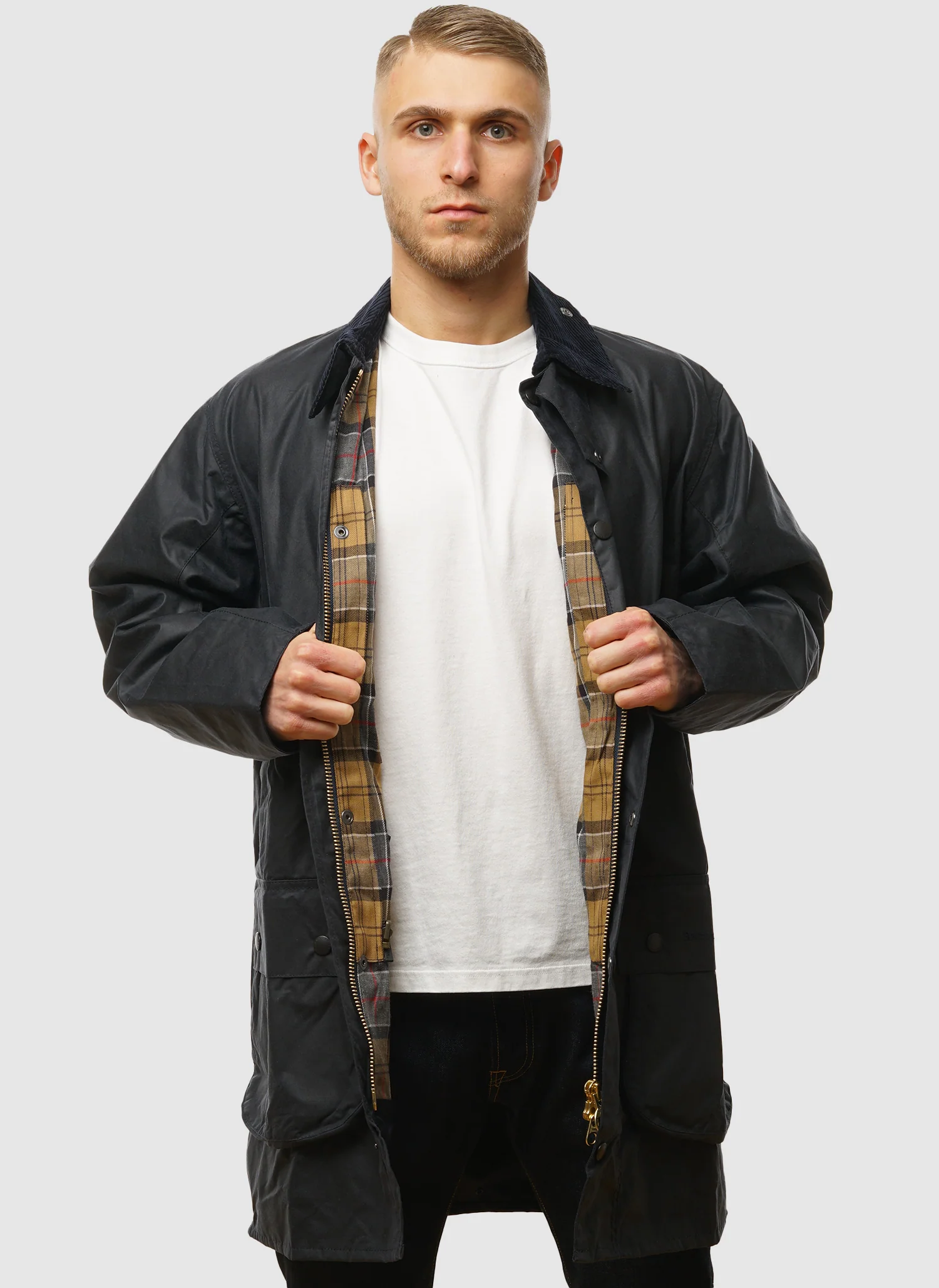 Border Waxed Jacket - Navy - Image 4