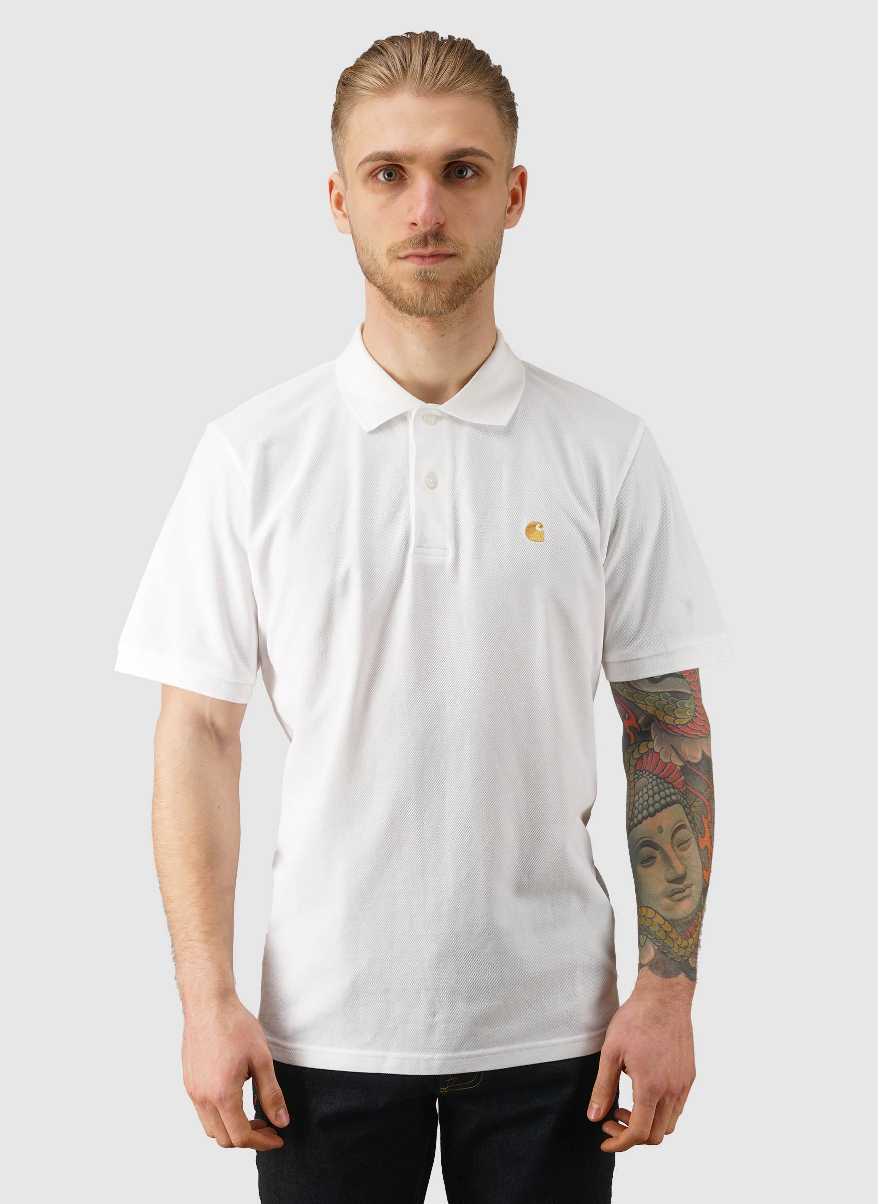 Chase Pique Polo - White/Gold - Image 2