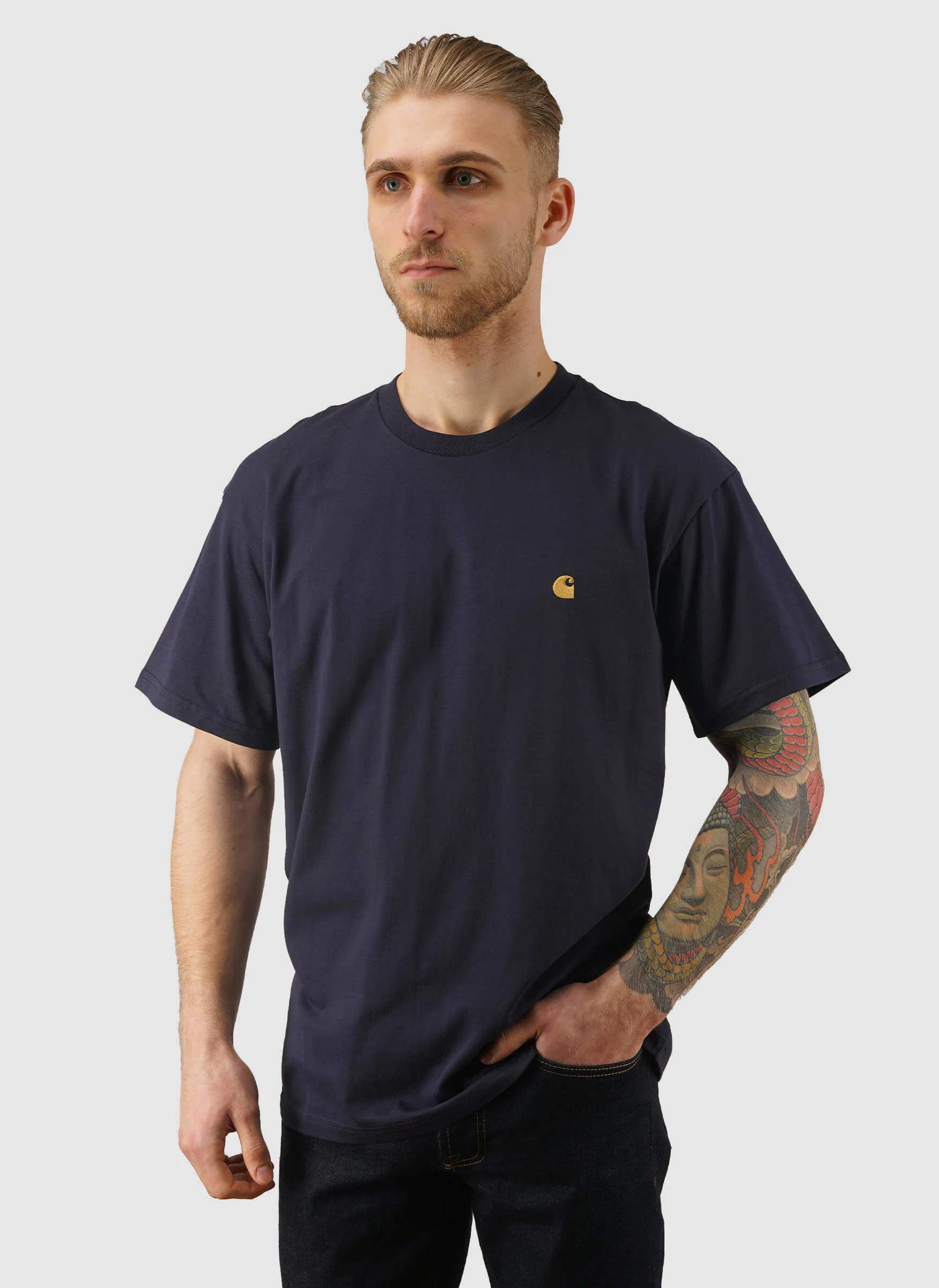 Chase T-Shirt - Dark Navy/Gold - Image 2