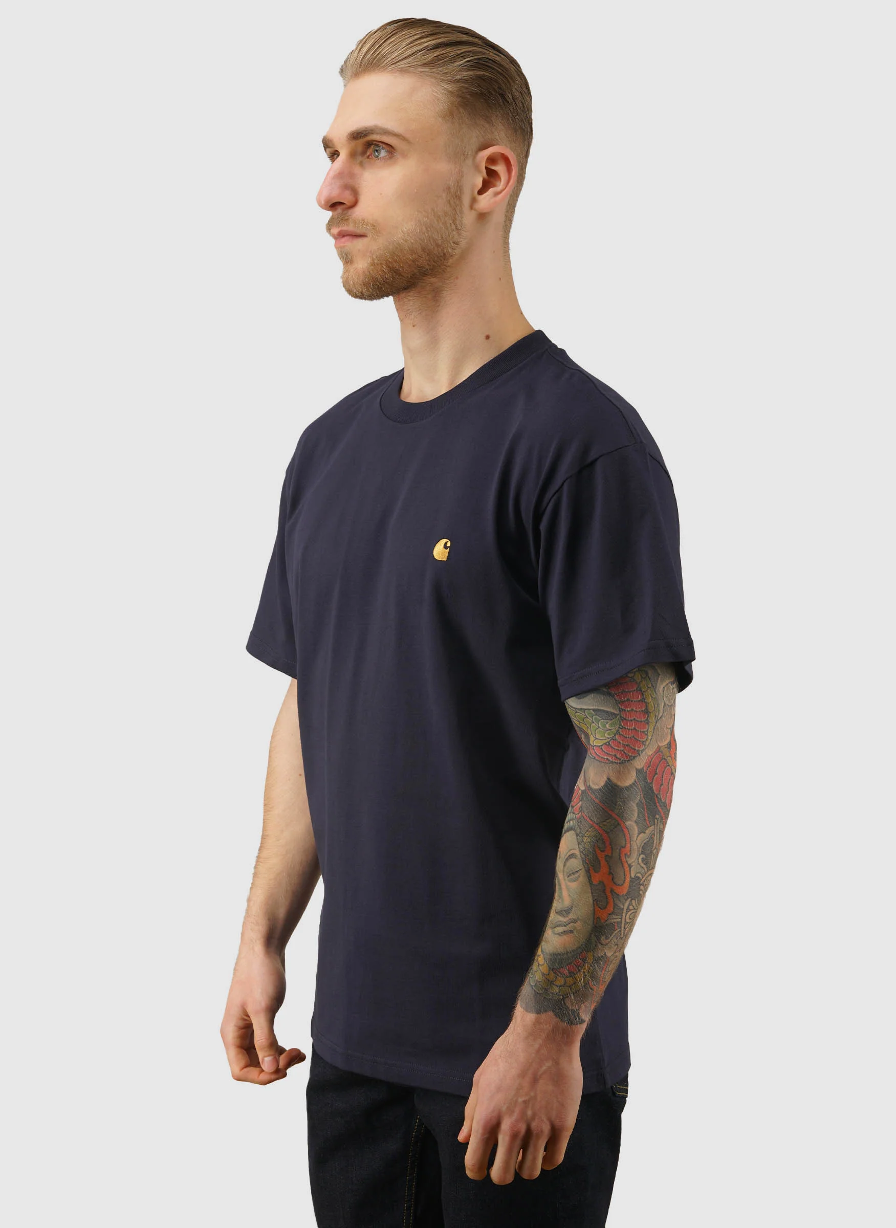 Chase T-Shirt - Dark Navy/Gold - Image 3