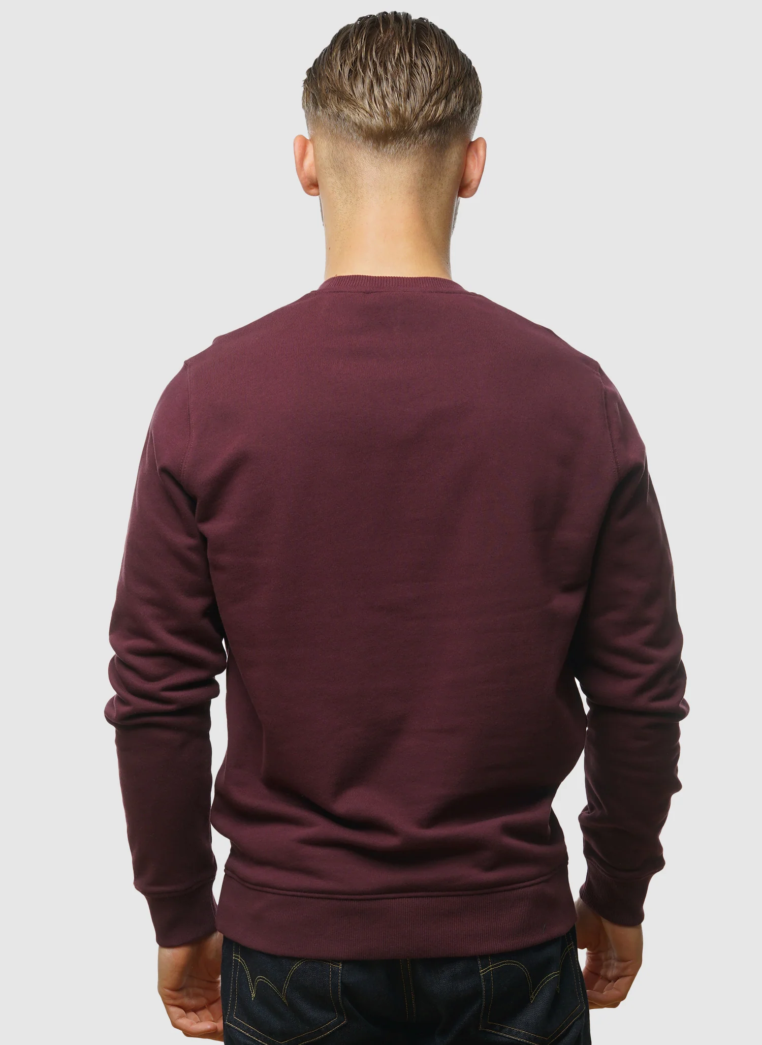 Crew Neck Sweatshirt - Burgundy - Image 4
