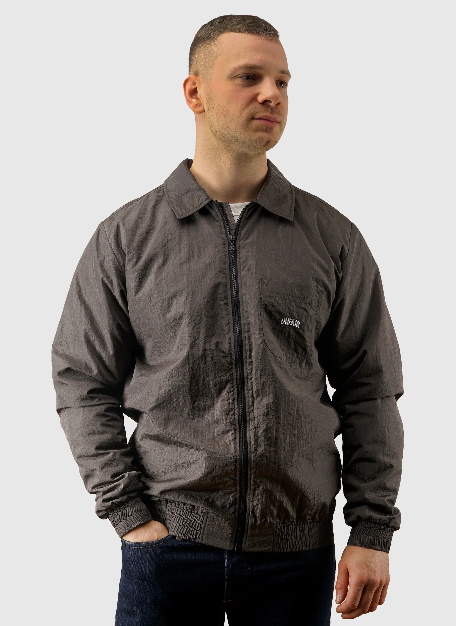Crushed Nylon Overshirt - Grey - Image 4