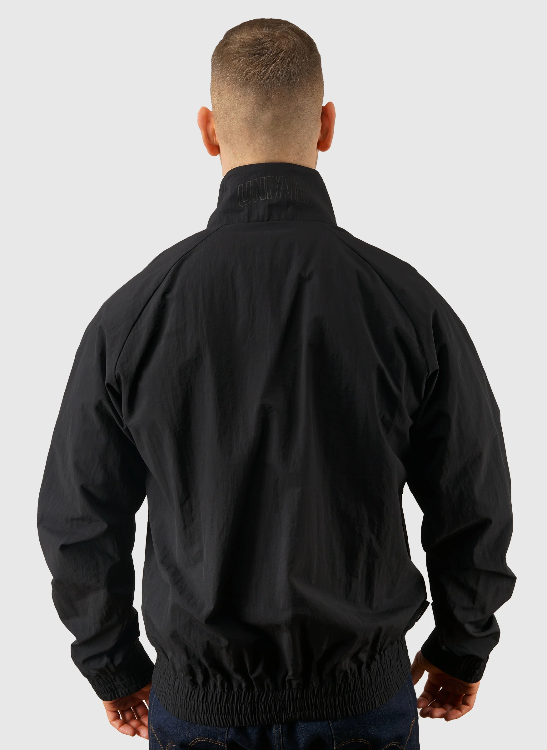 Curved Crushed Nylon Tracktop - Black - Image 3