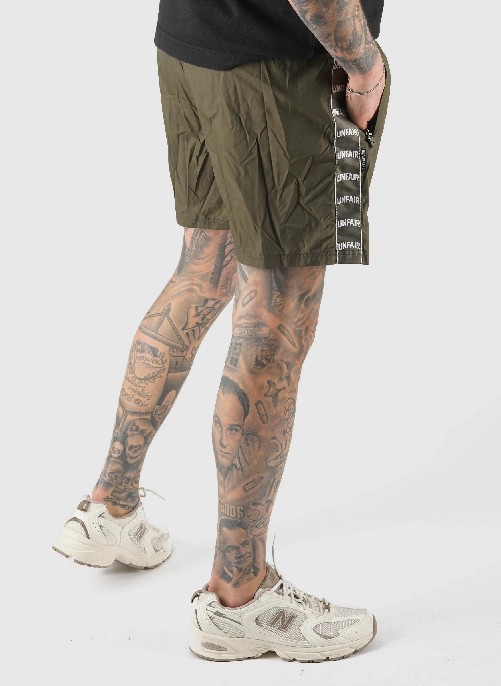 Curved Tape Trackshorts - Olive - Image 3