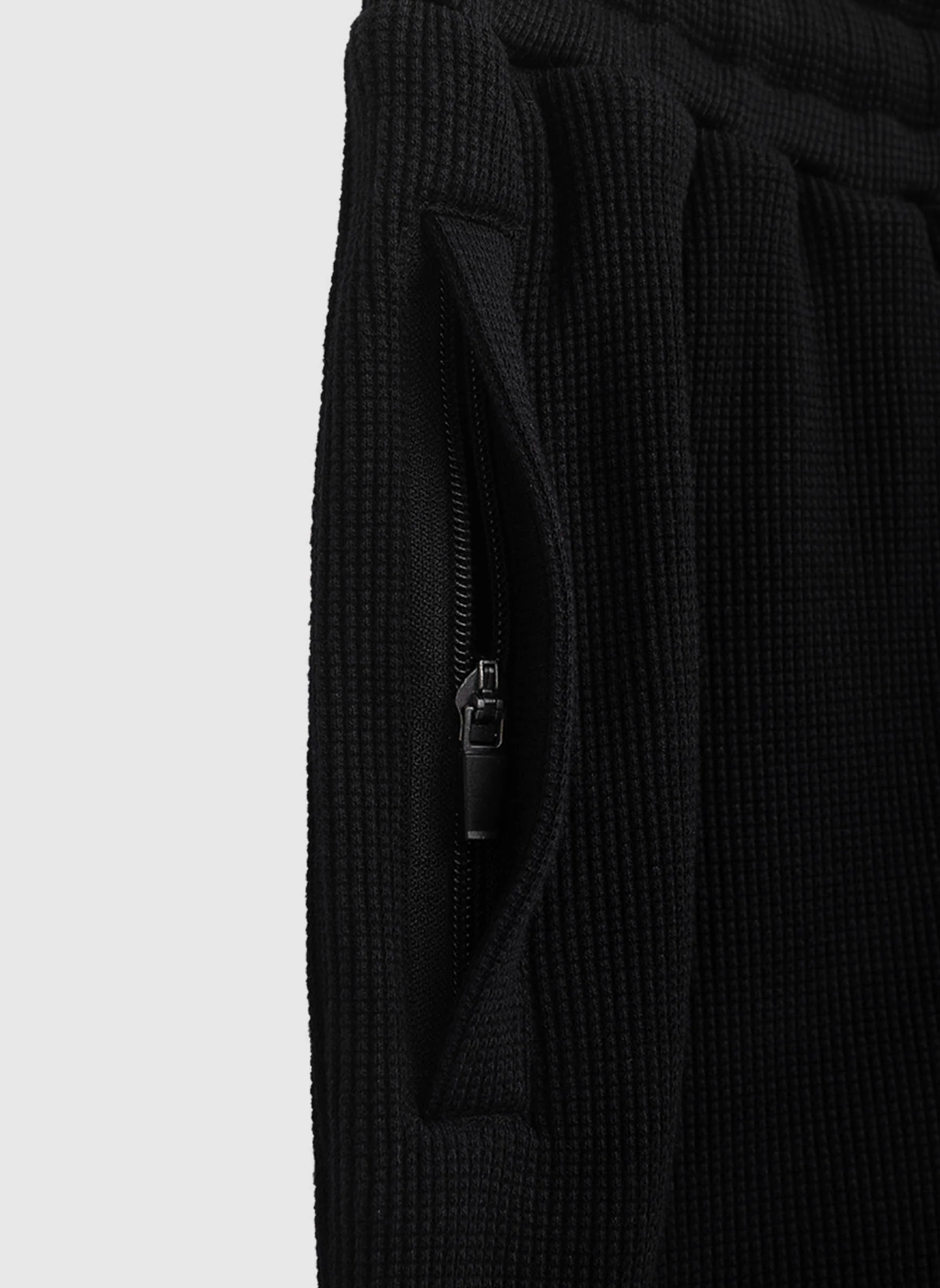 Curved Waffle Shorts - Black - Image 5