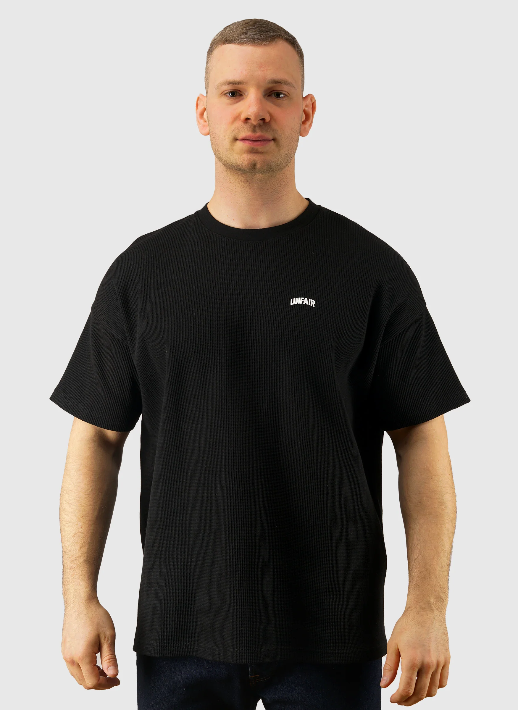 Curved Waffle T-Shirt - Black - Image 2