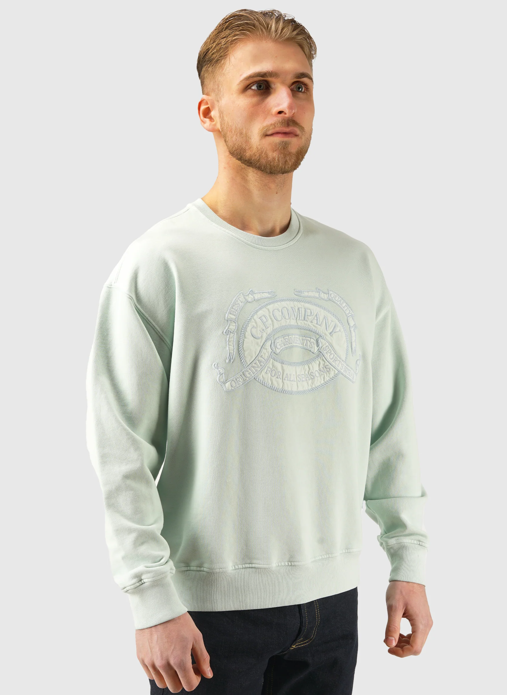 Diagonal Fleece Sweatshirt - Misty Blue - Image 2
