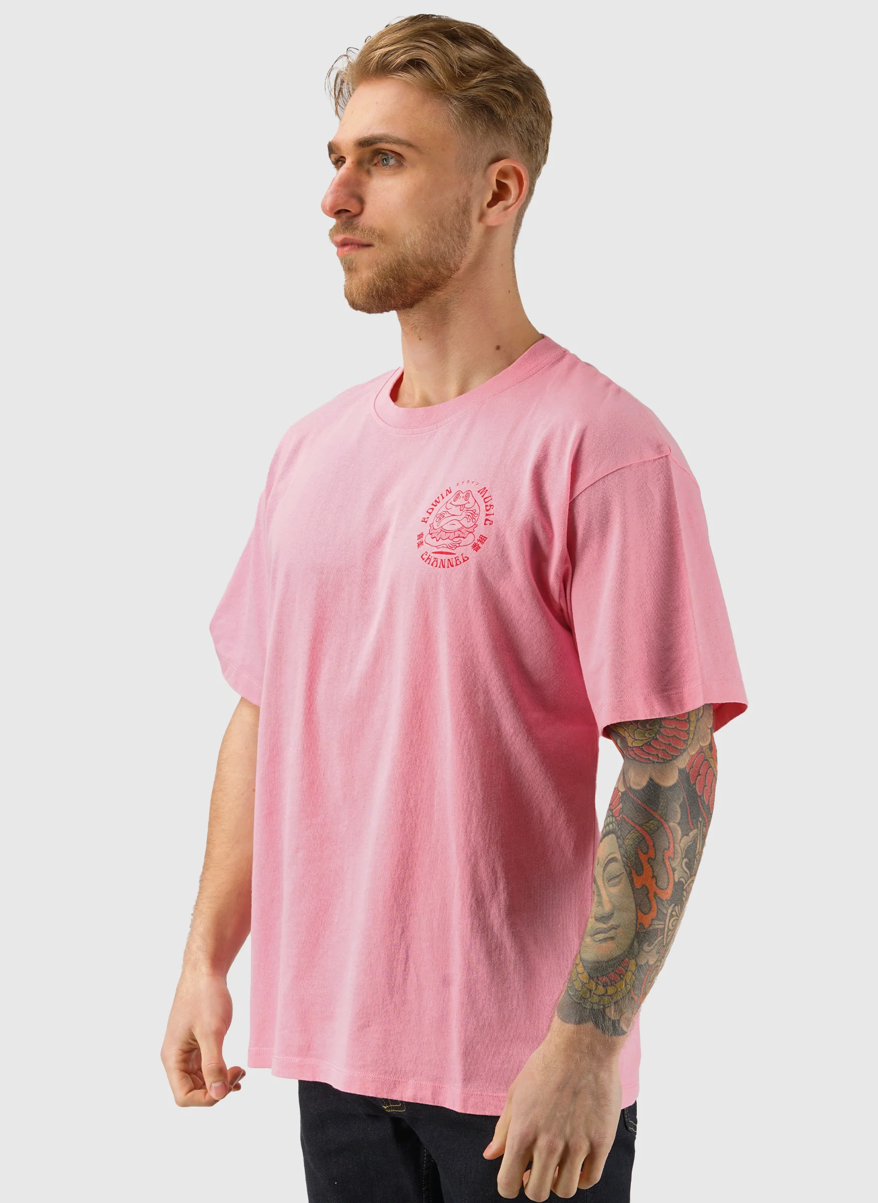Edwin Music Channel T-Shirt - Begonia Pink - Image 3