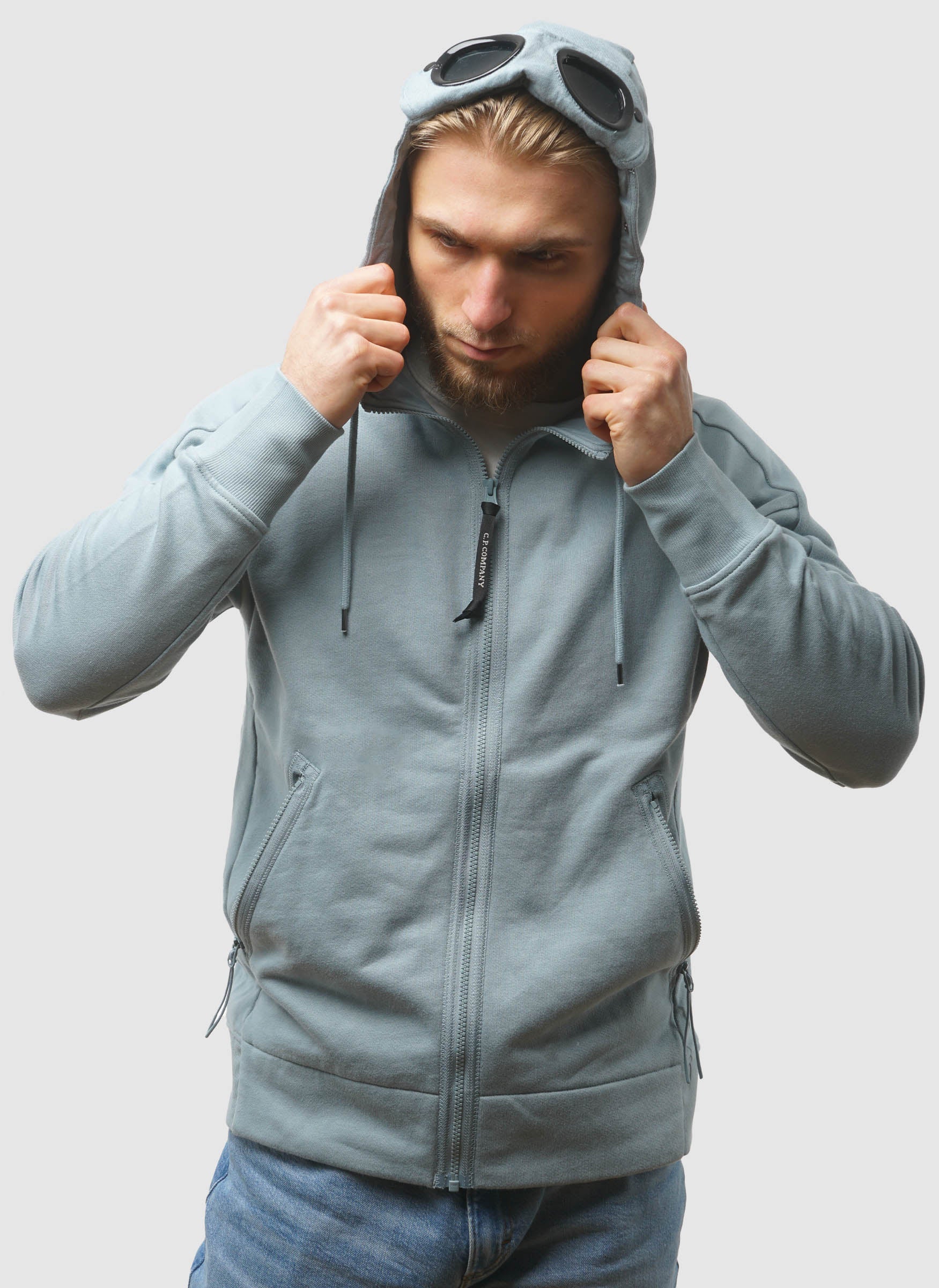 Goggle Sweatshirt Jacket - Silver Blue - Image 2