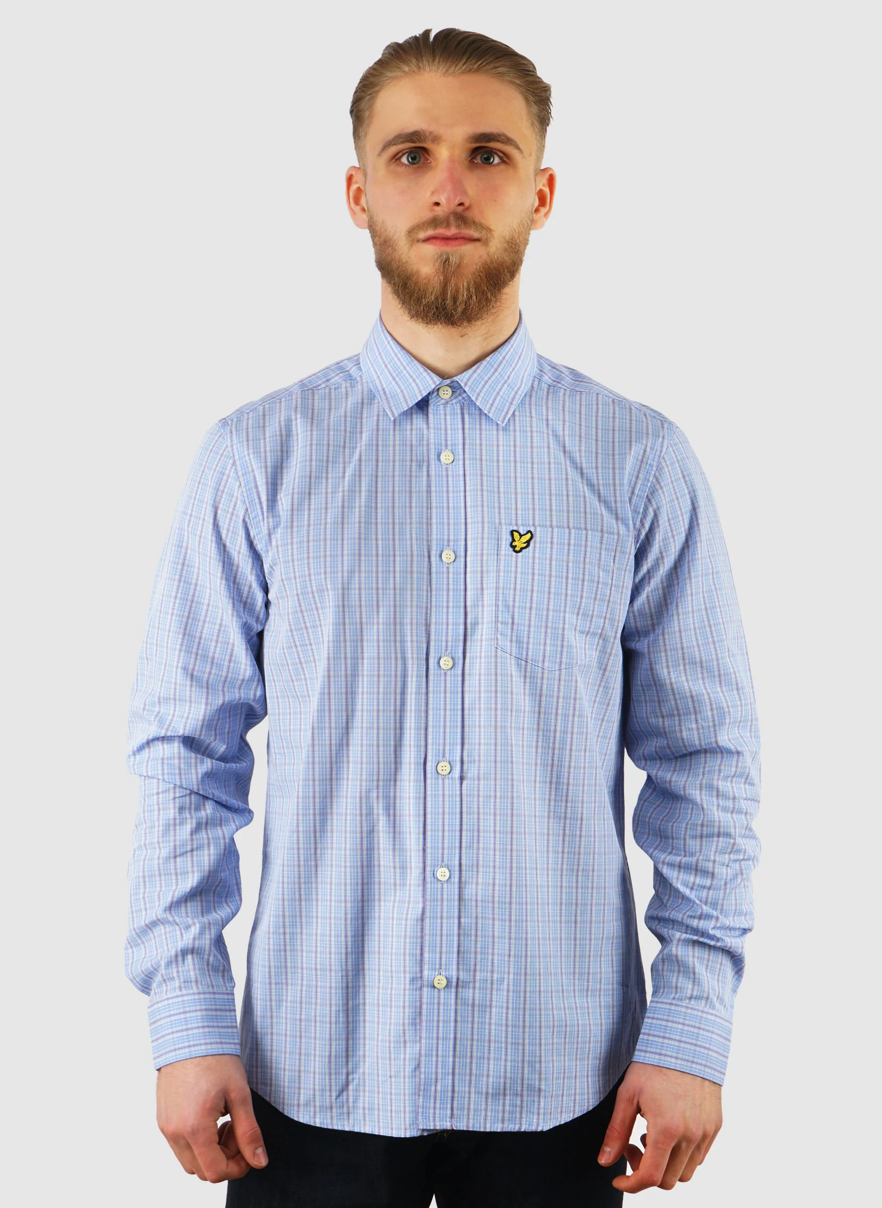 Grid Check Hemd - Chalk Blue - Image 2