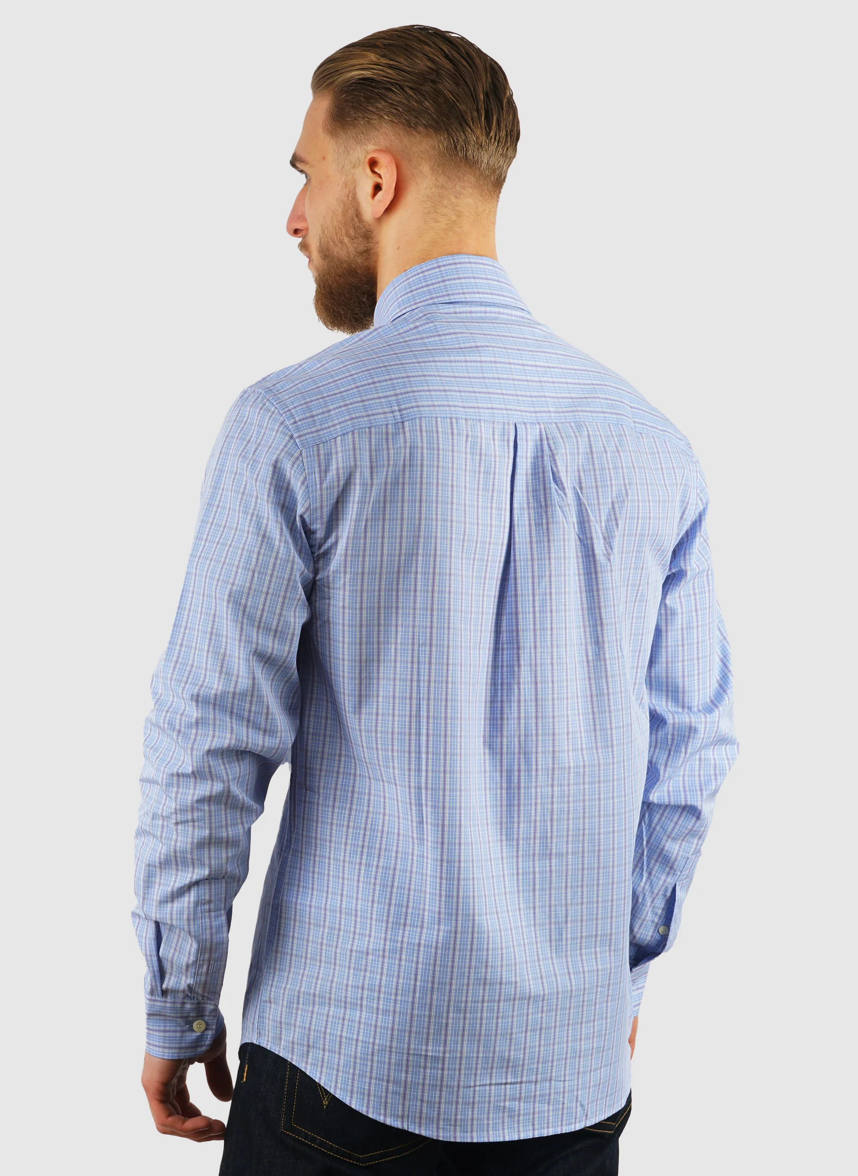 Grid Check Hemd - Chalk Blue - Image 3
