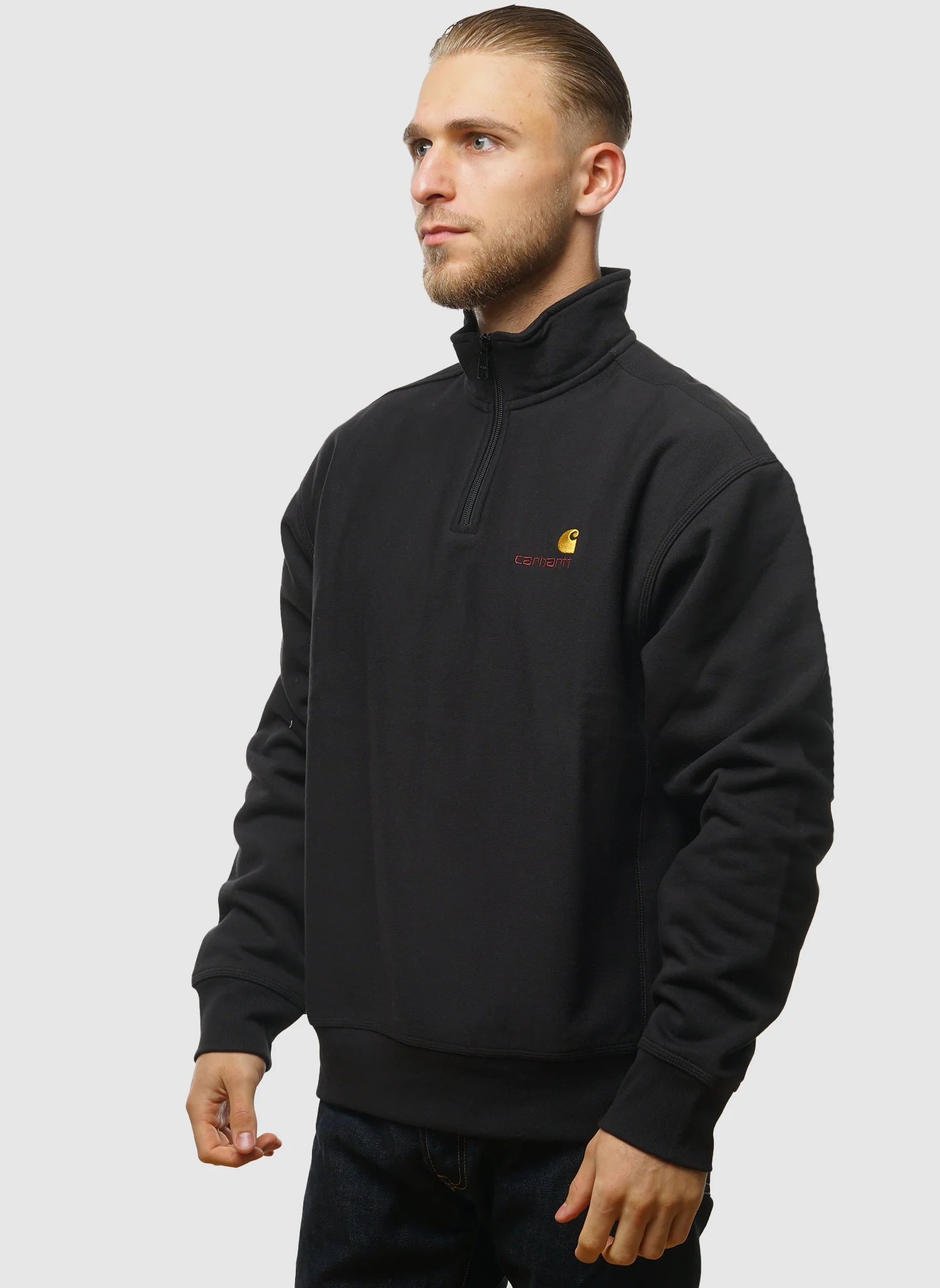 Half Zip American Script Sweatshirt - Black - Image 3