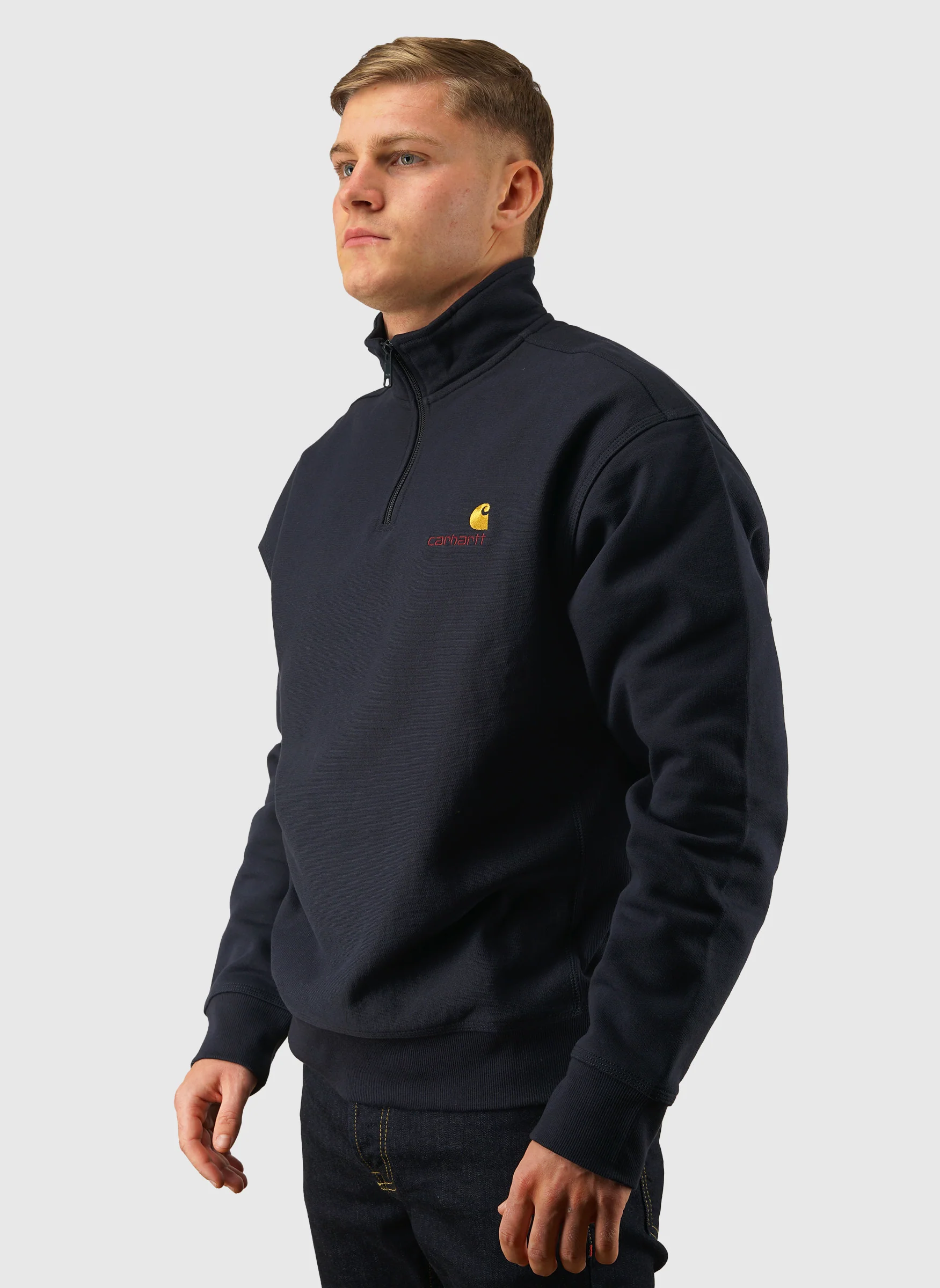 Half Zip American Script Sweatshirt - Deep Night - Image 4