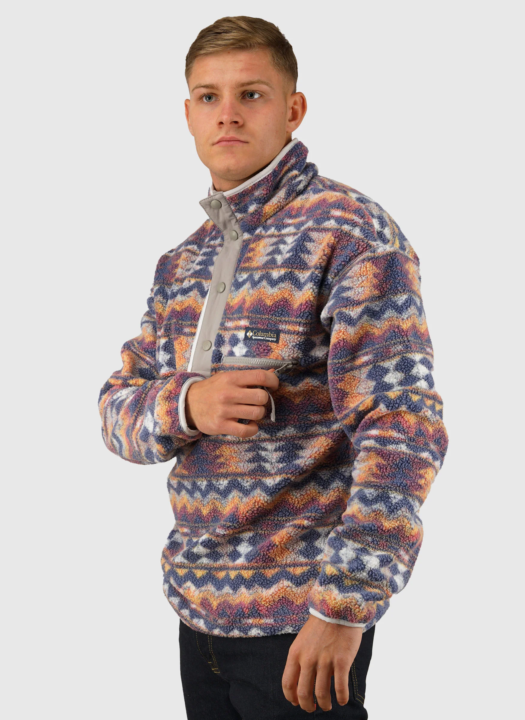 Helvetia II Printed Half Snap Fleece - Sea Salt Retro - Image 2