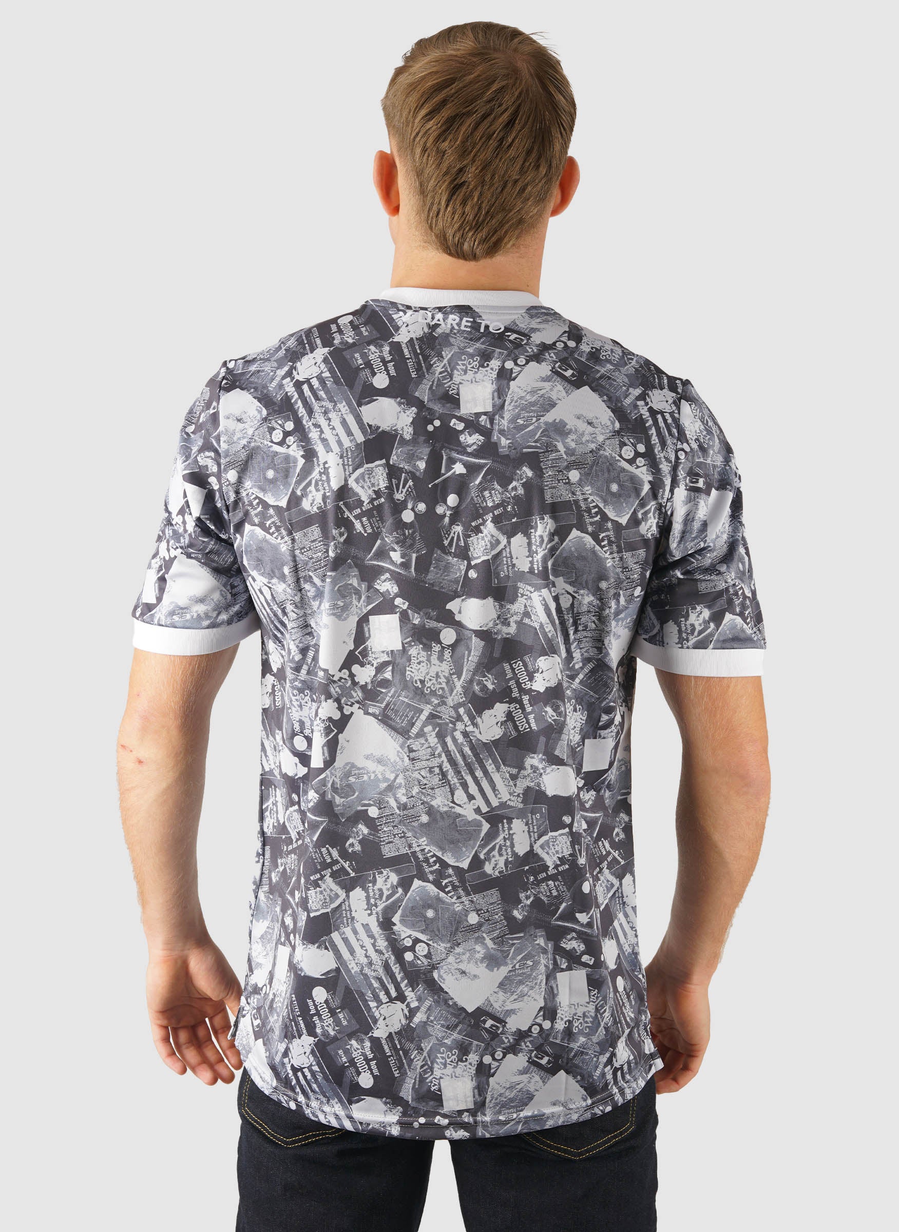 Industrial Print Football Shirt - Jet Black - Image 2