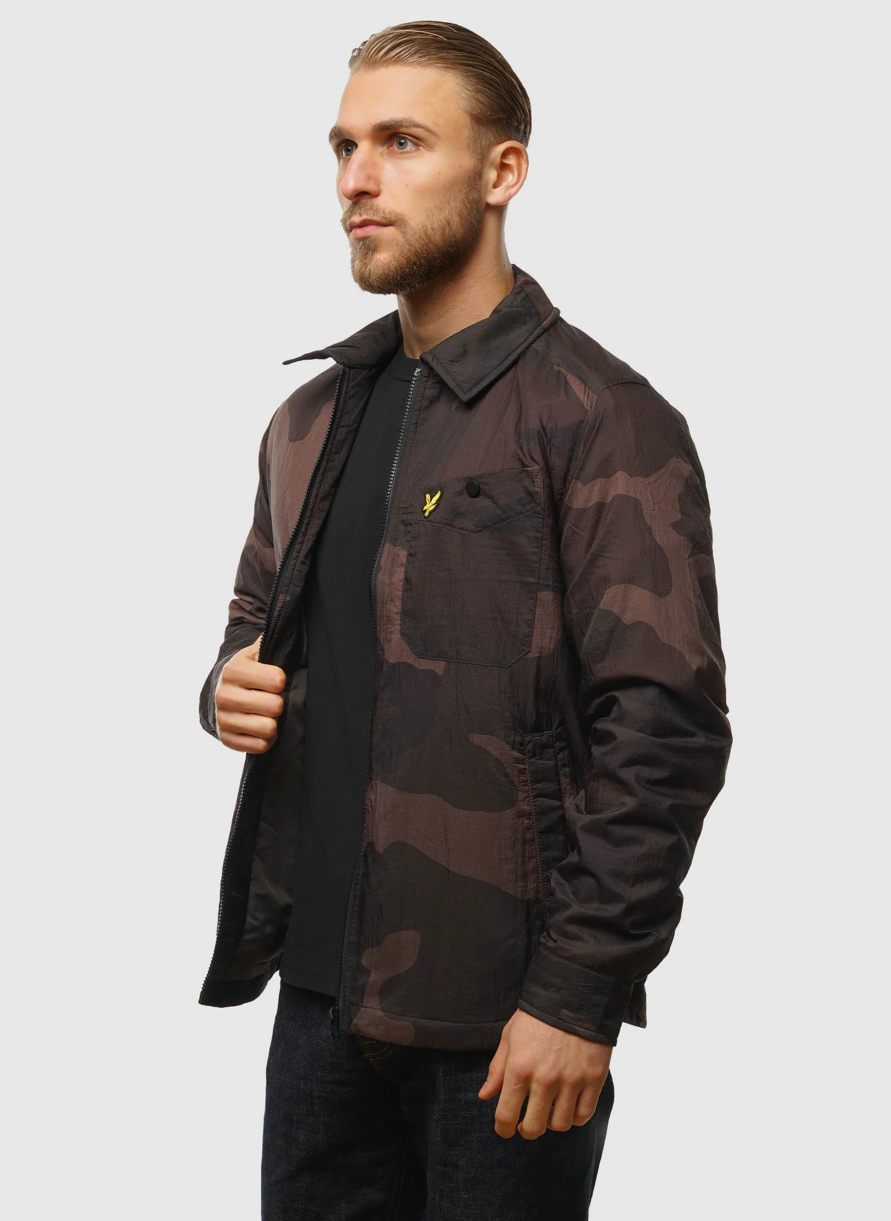 Insulated Camoflage Overshirt - Grey Taupe - Image 3