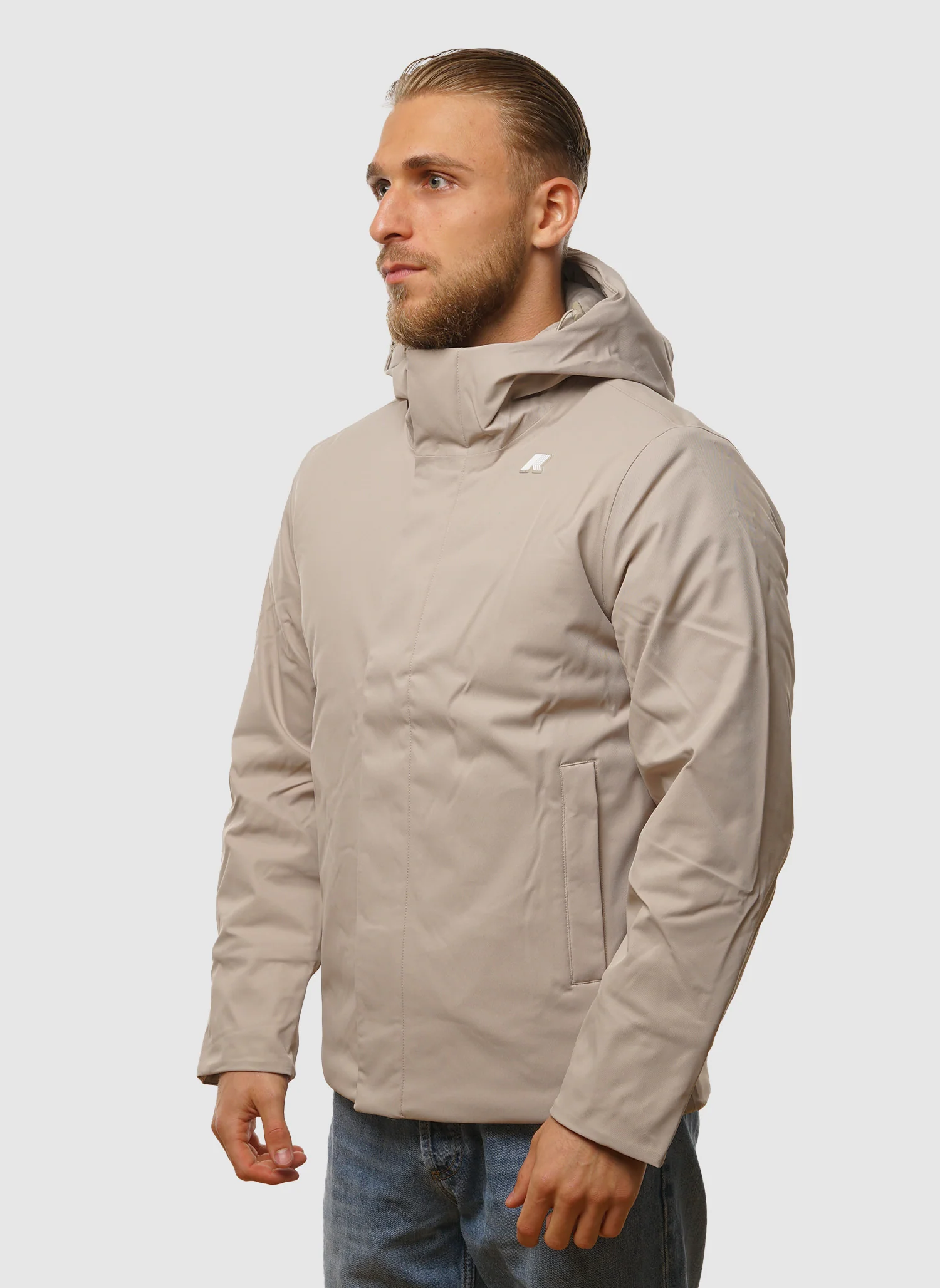 Jacko Twill Marmota Jacket - Beige Cashmere/Grey - Image 3