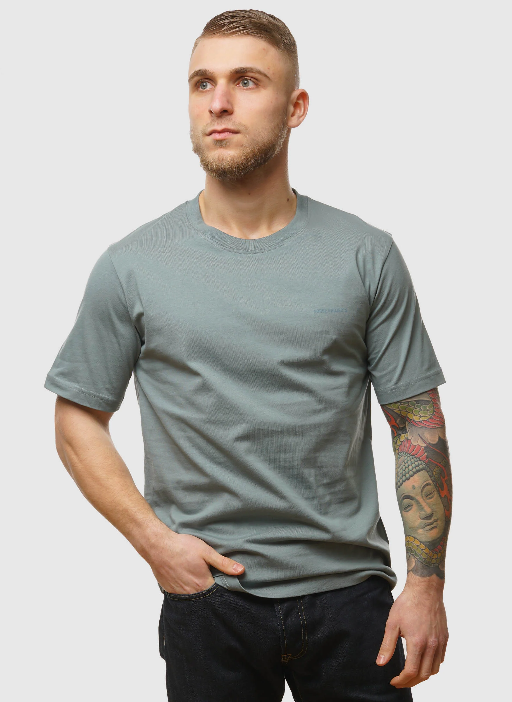 Johannes Logo T-Shirt - Greyish Blue - Image 5