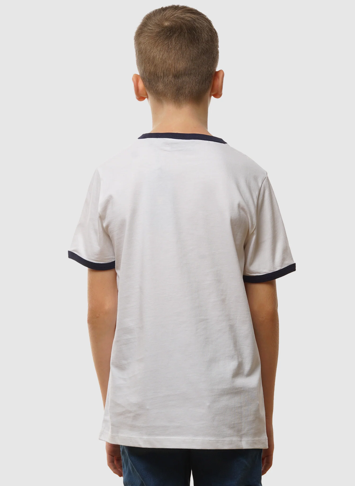 Kids Ringer T-Shirt - White/Navy - Image 3