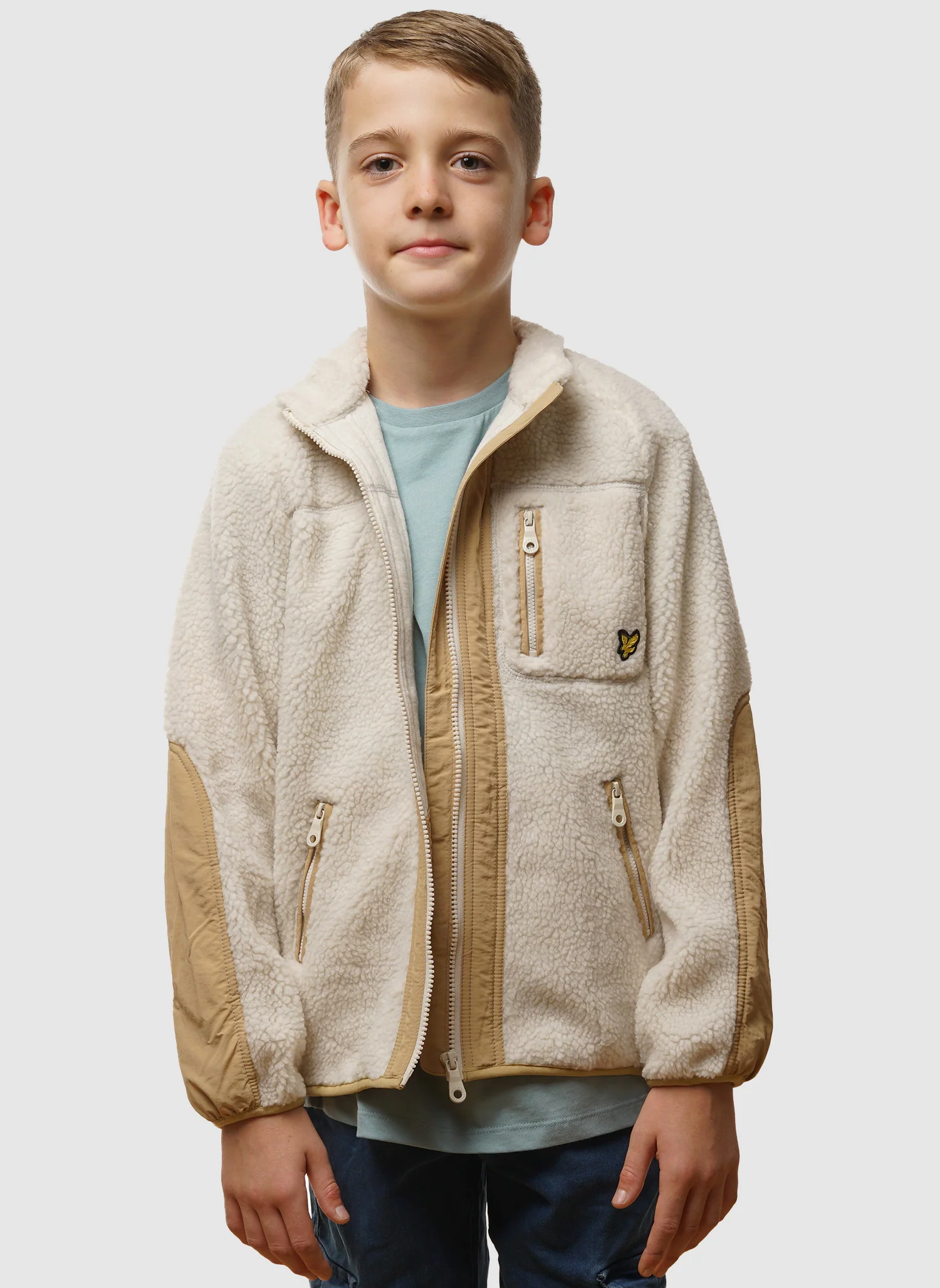 Kids Woven Trim Sherpa Fleece - Cove - Image 3