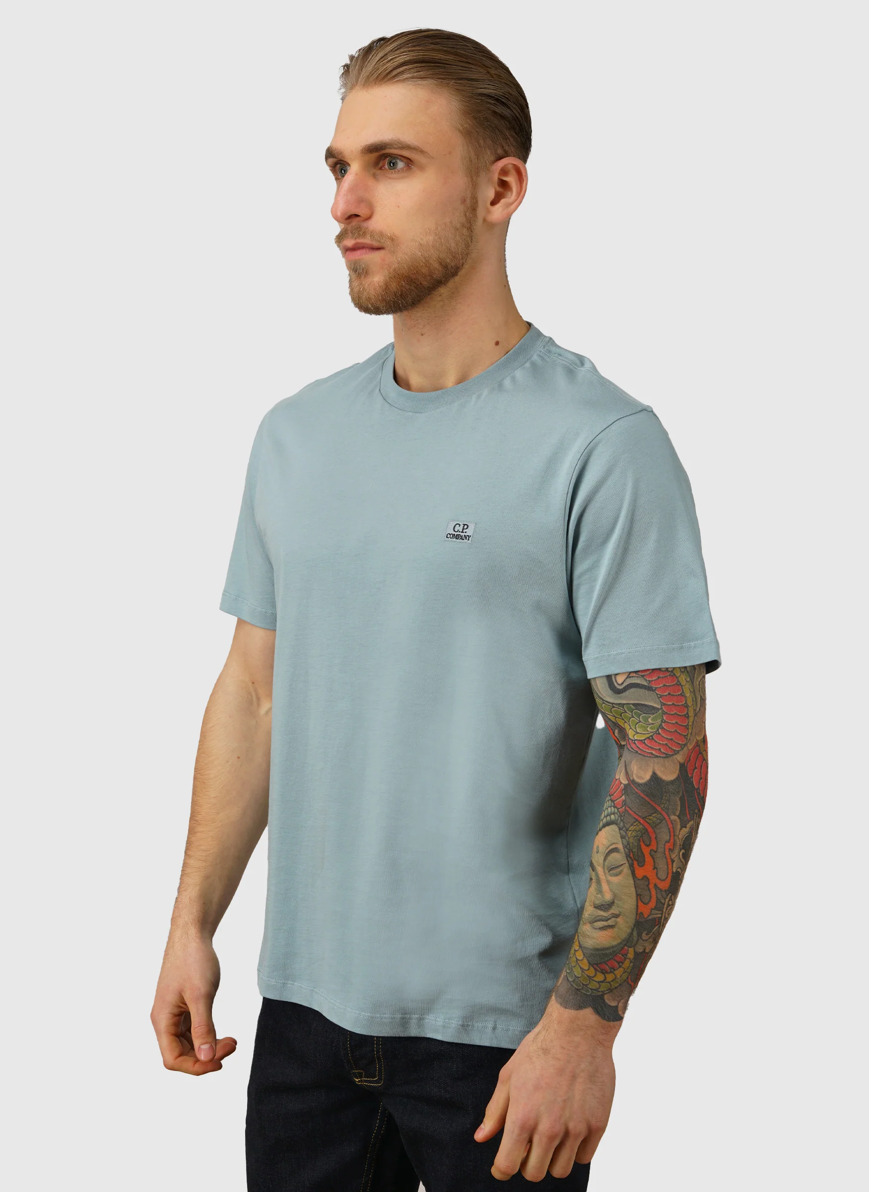 Logo Badge Jersey T-Shirt - Silver Blue
