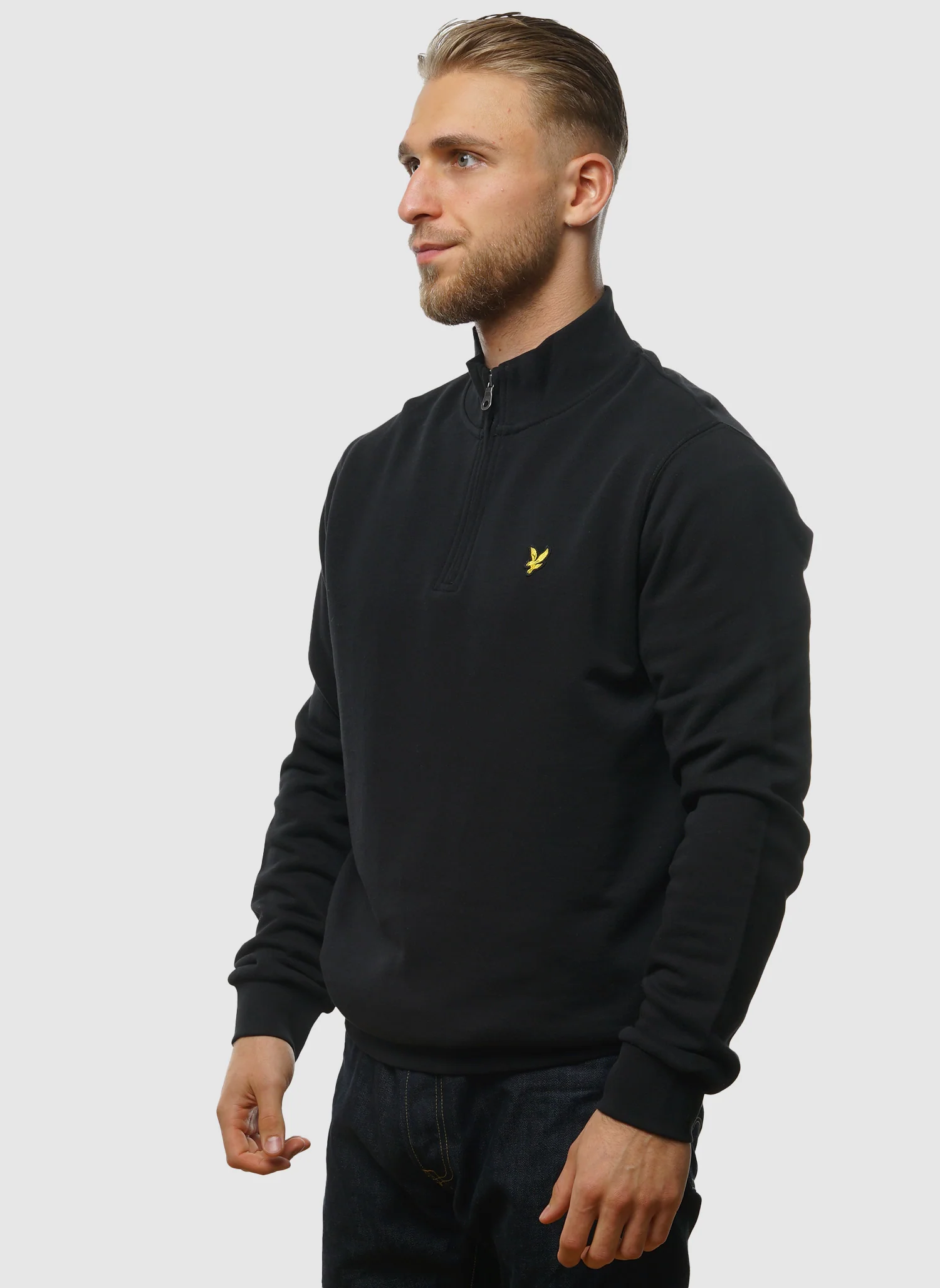 Loopback 1/4 Zip Sweatshirt - Jet Black - Image 3