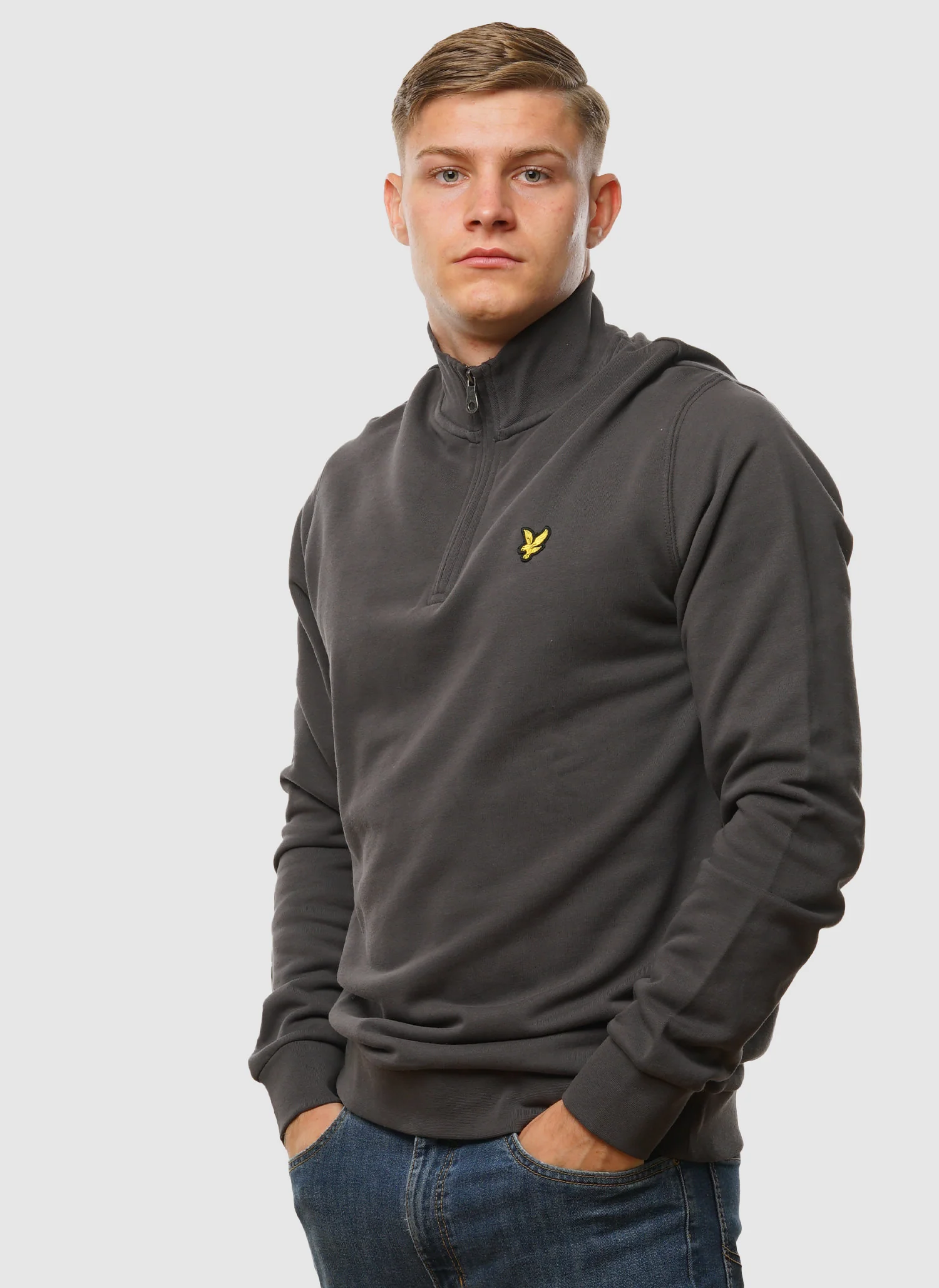 Loopback 1/4 Zip Sweatshirt - Gunmetal - Image 2