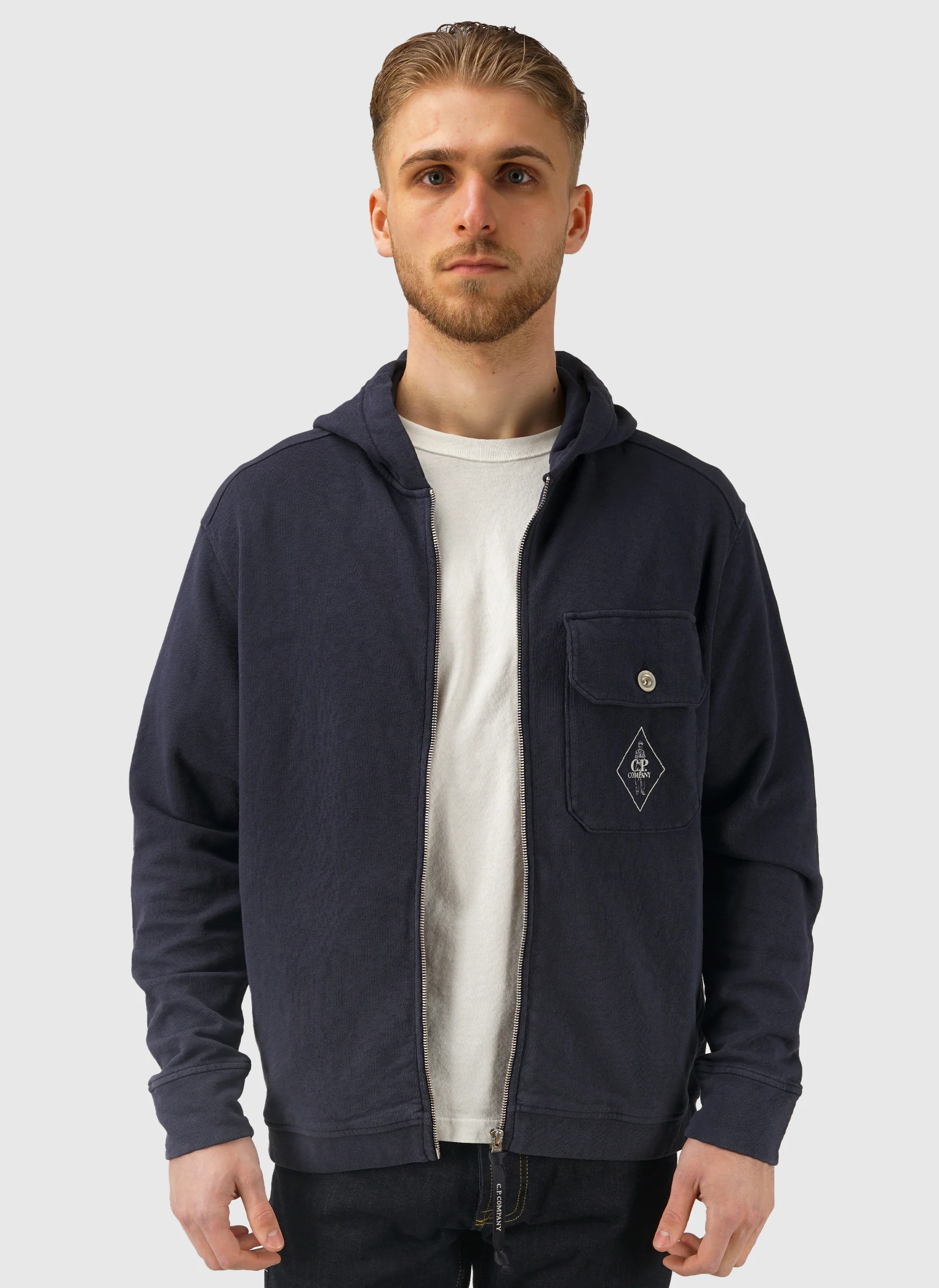 Malfile Full Zip Hooded Sweatshirt - Midnight Navy - Image 2