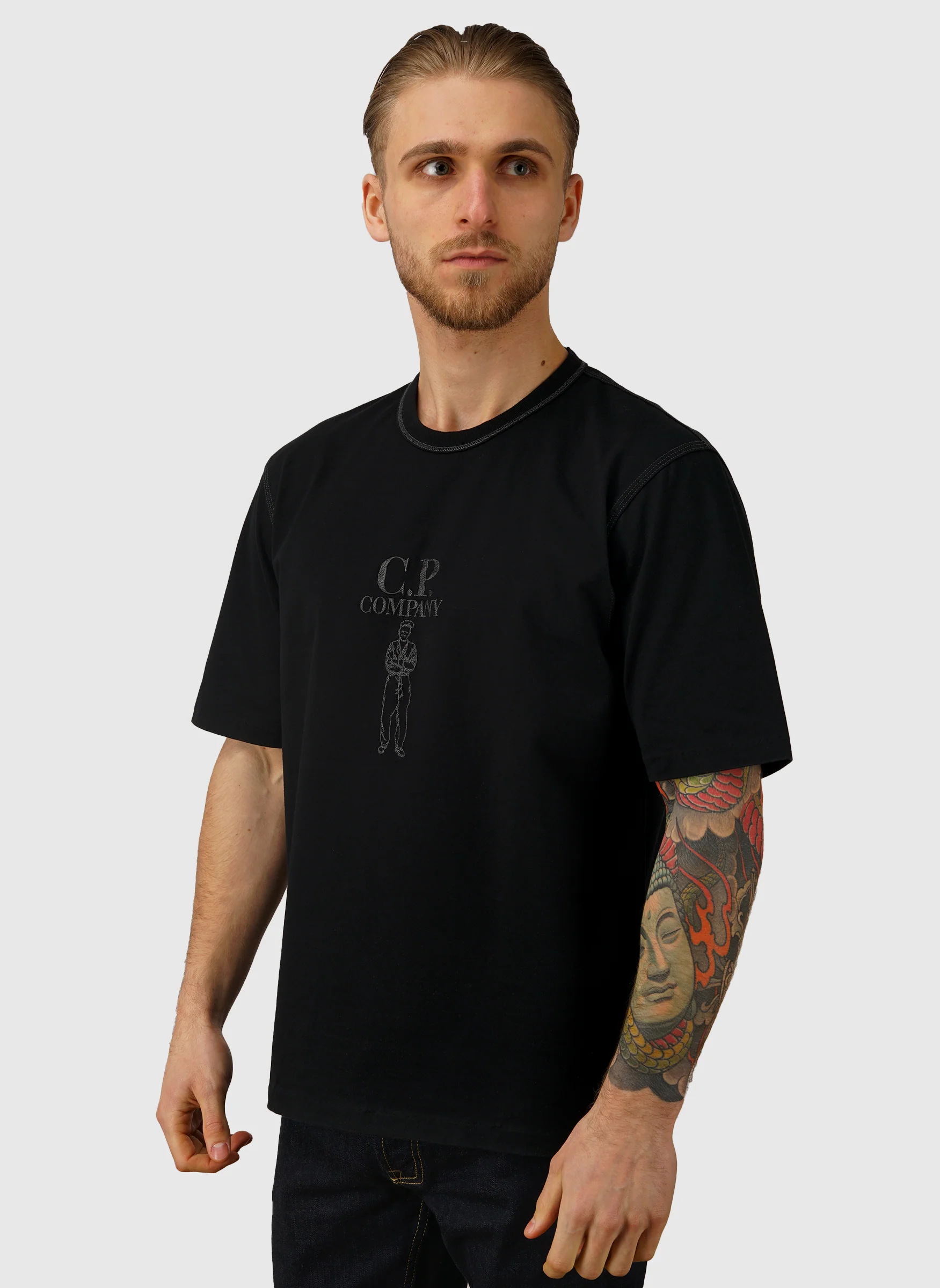 Mercerized 30/2 Twistet Sailor T-Shirt - Black - Image 2