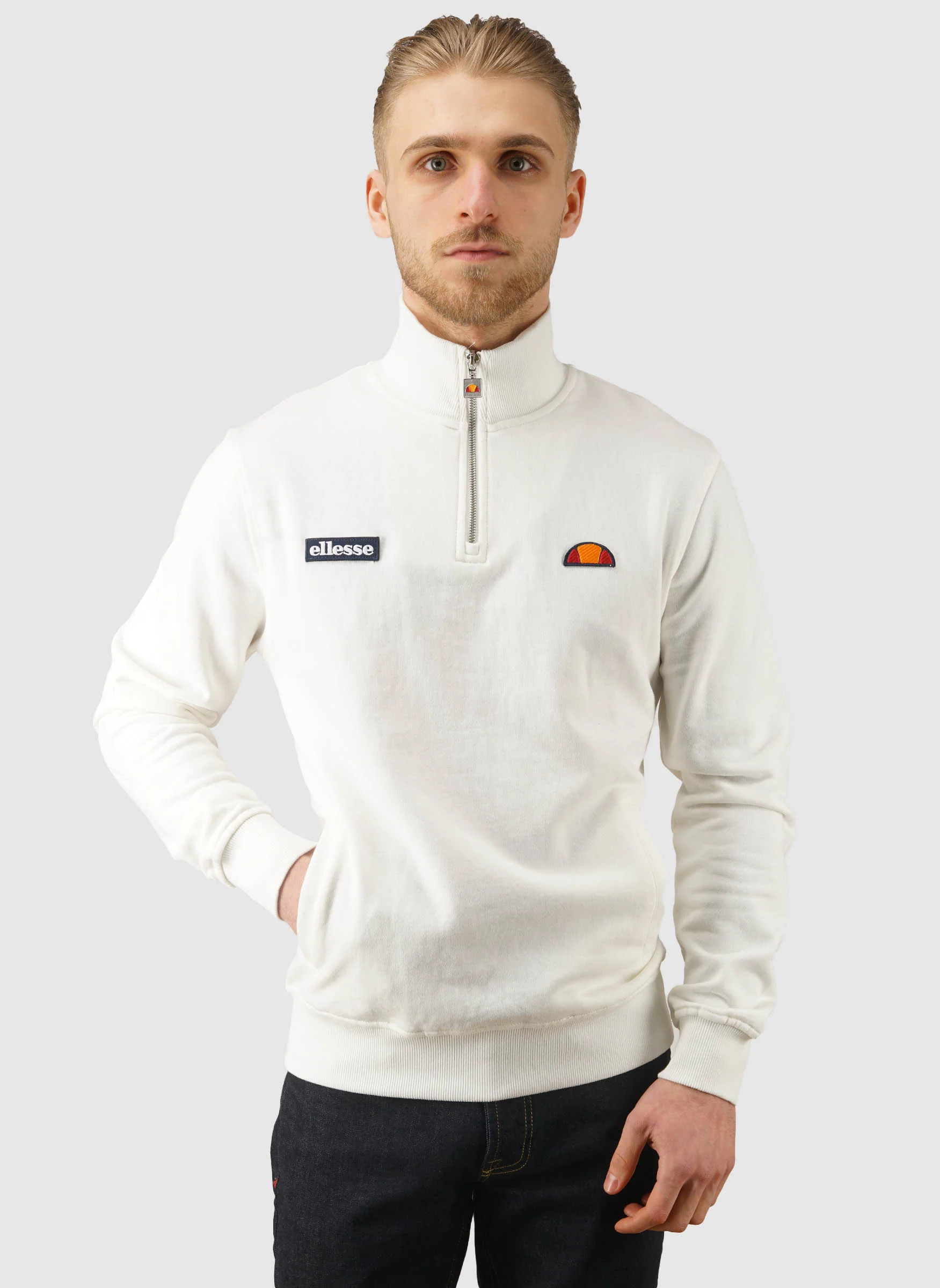 Pelegrini 1/4 Zip Sweatshirt - Off White - Image 3