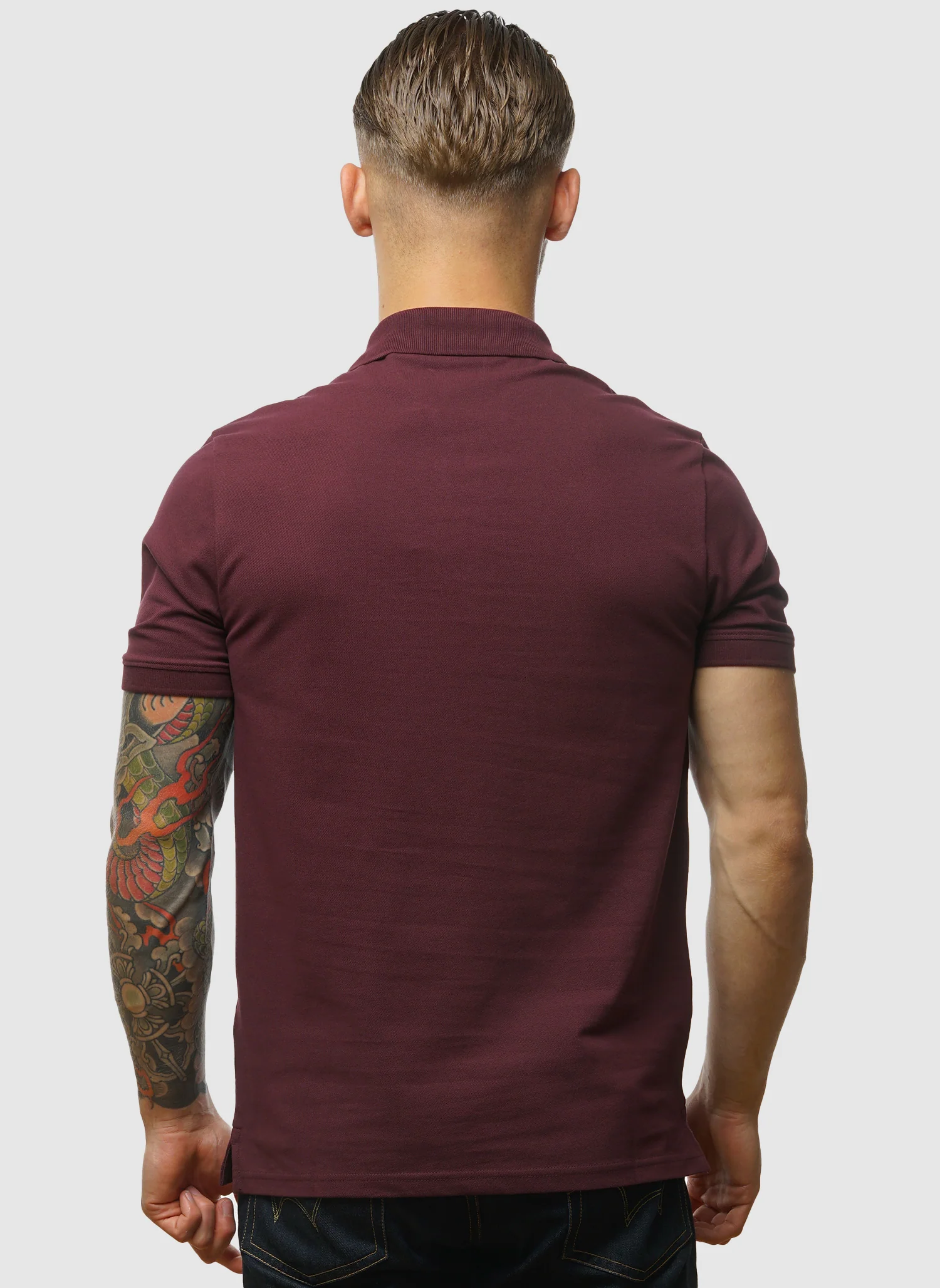 Plain Poloshirt - Burgundy - Image 4