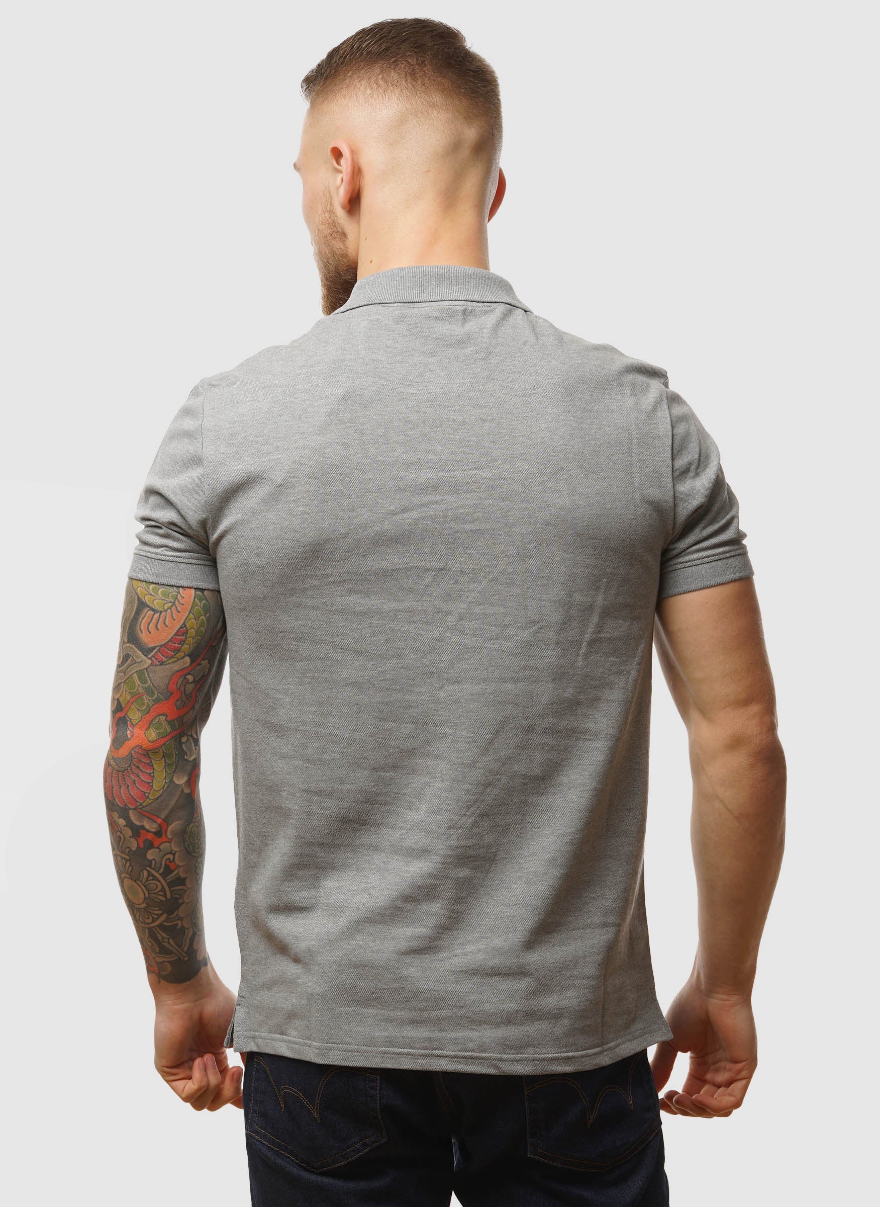 Plain Poloshirt - Mid Grey Marl - Image 3