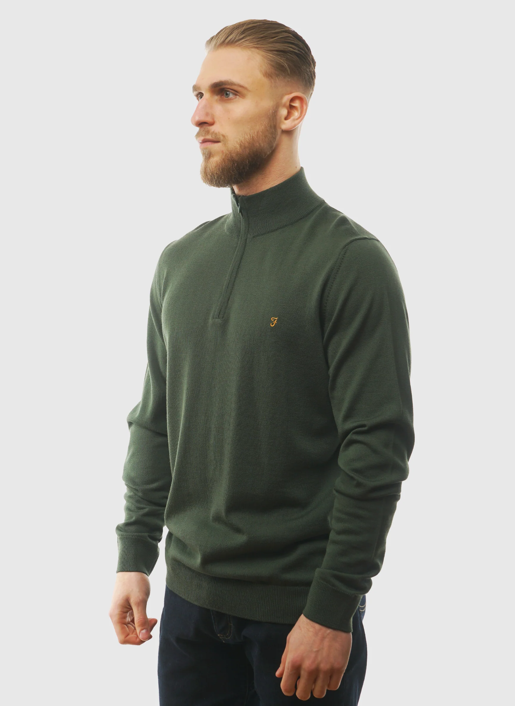 Redchurch Merino Wool 1/4 Zip - Poplar Green - Image 2