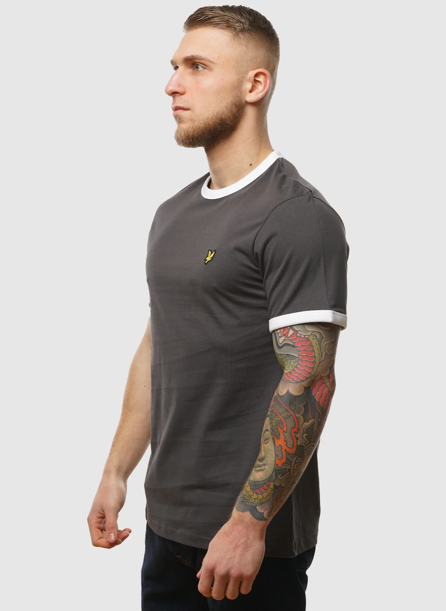 Ringer T-Shirt - Gunmetal/ White - Image 2