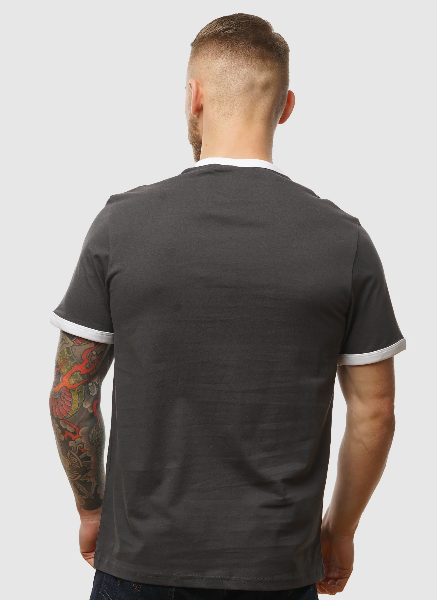 Ringer T-Shirt - Gunmetal/ White - Image 3