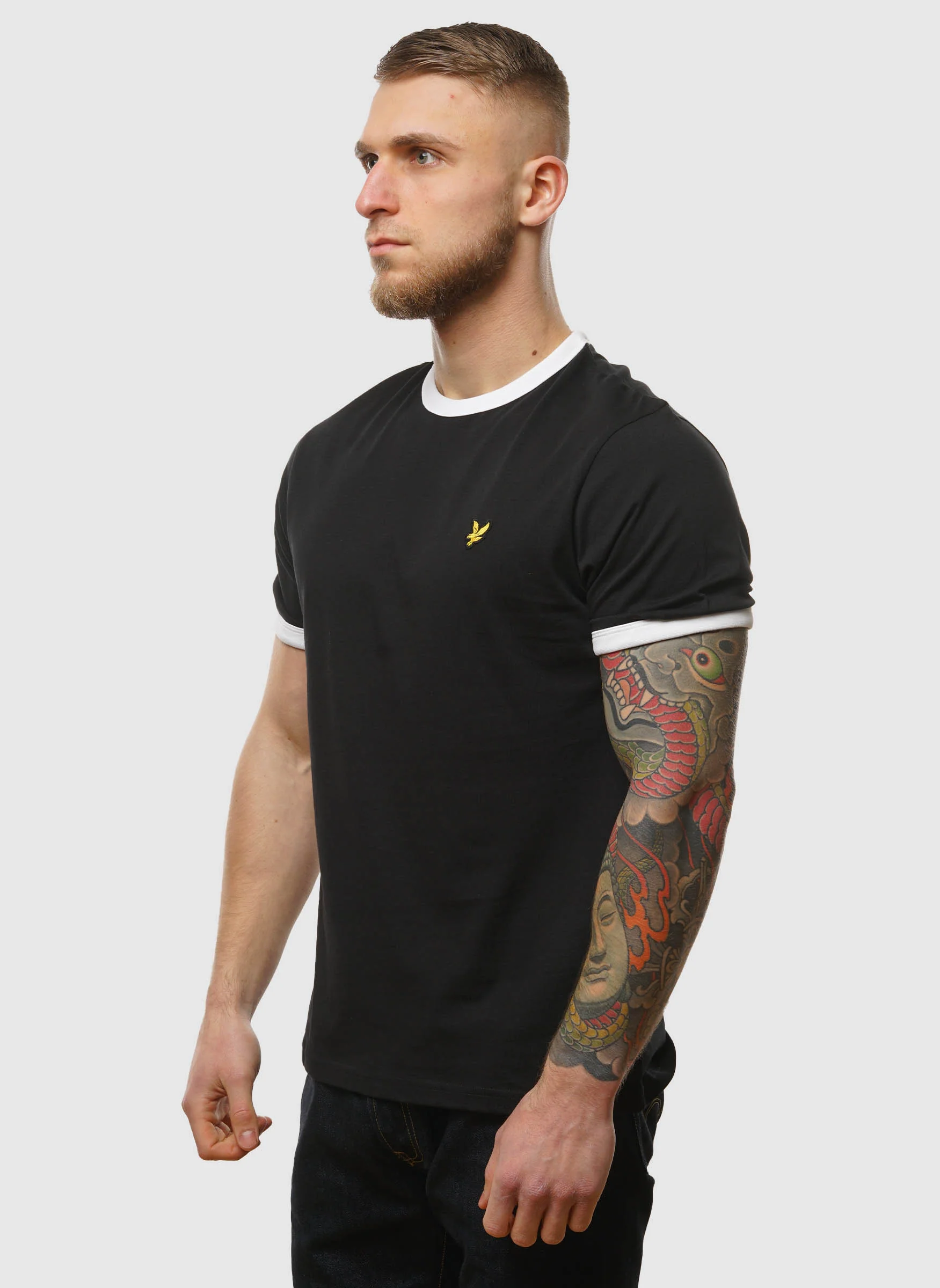 Ringer T-Shirt - Jet Black/White - Image 3