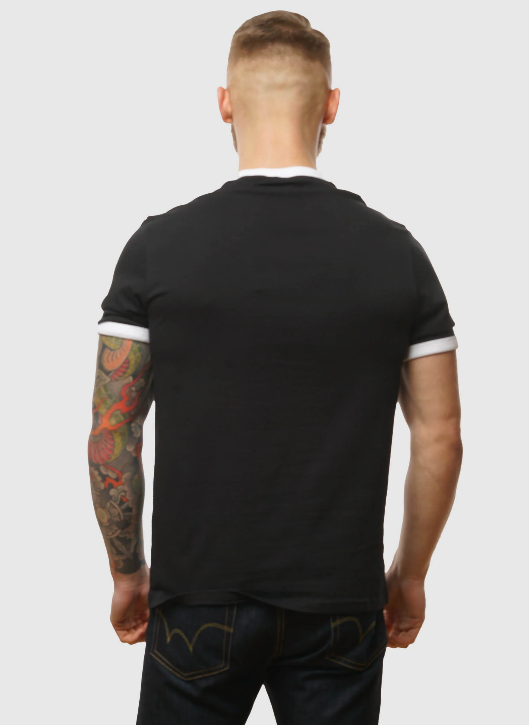 Ringer T-Shirt - Jet Black/White - Image 4