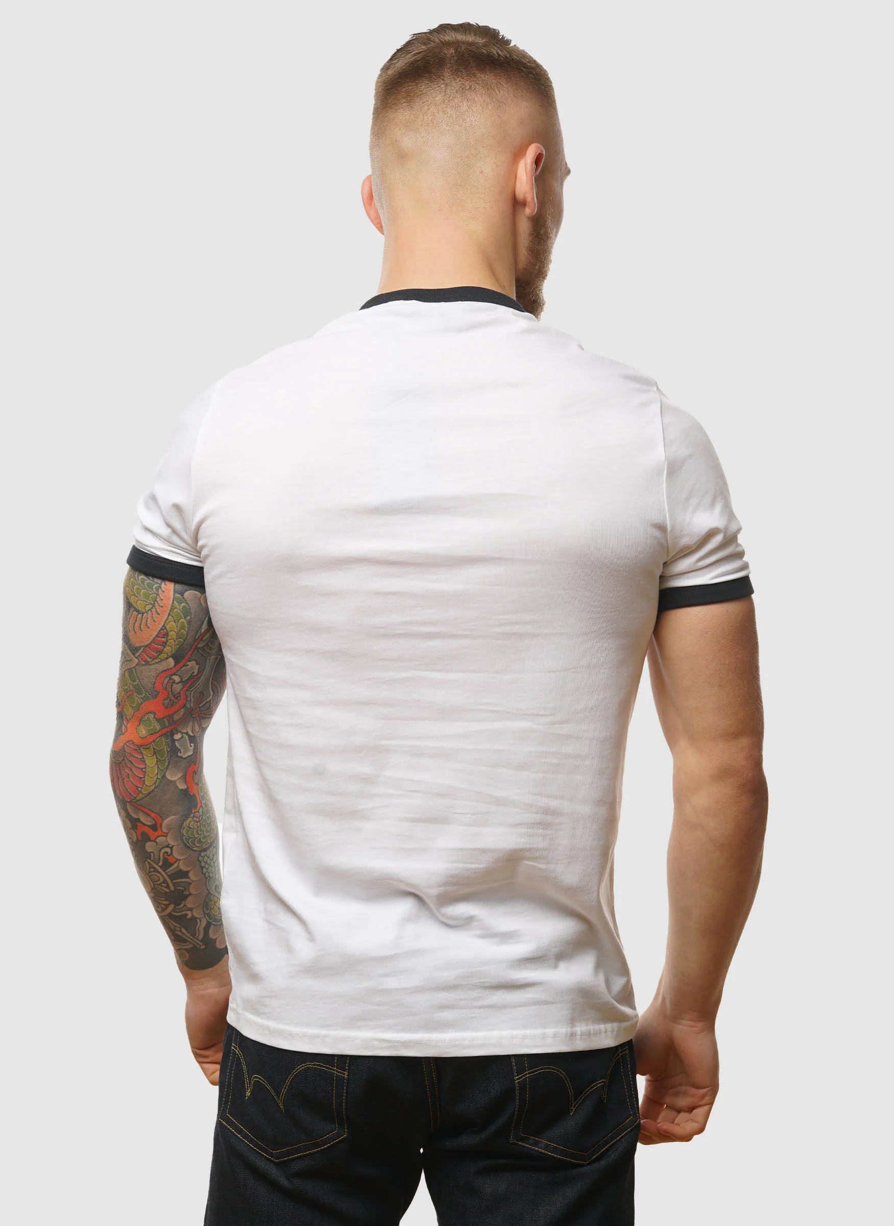 Ringer T-Shirt - White/Dark Navy - Image 4