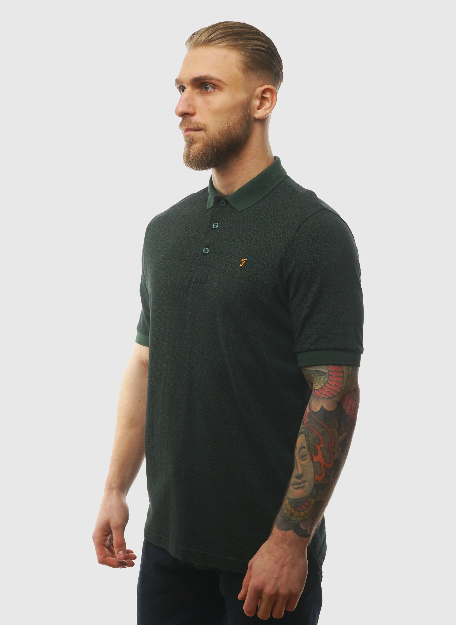 Sefton Textured Poloshirt - Poplar Green - Image 3