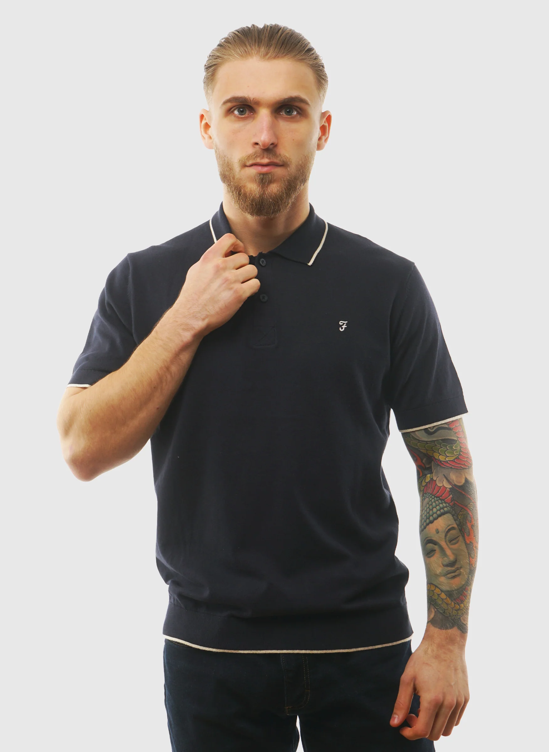 Seth Knitted Poloshirt - True Navy - Image 3