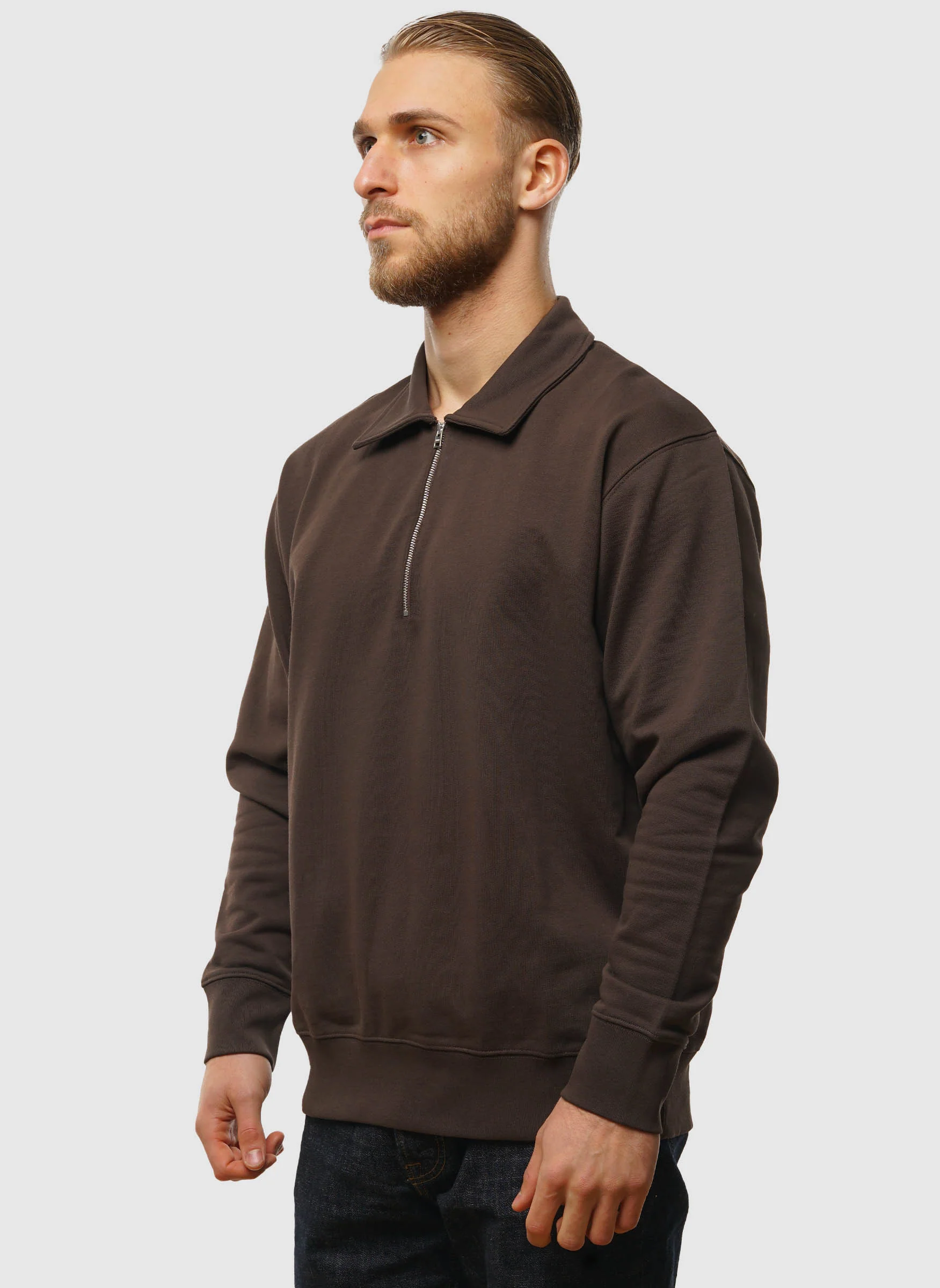Standard Half Zip Sweatshirt - Seal Brown - Image 3
