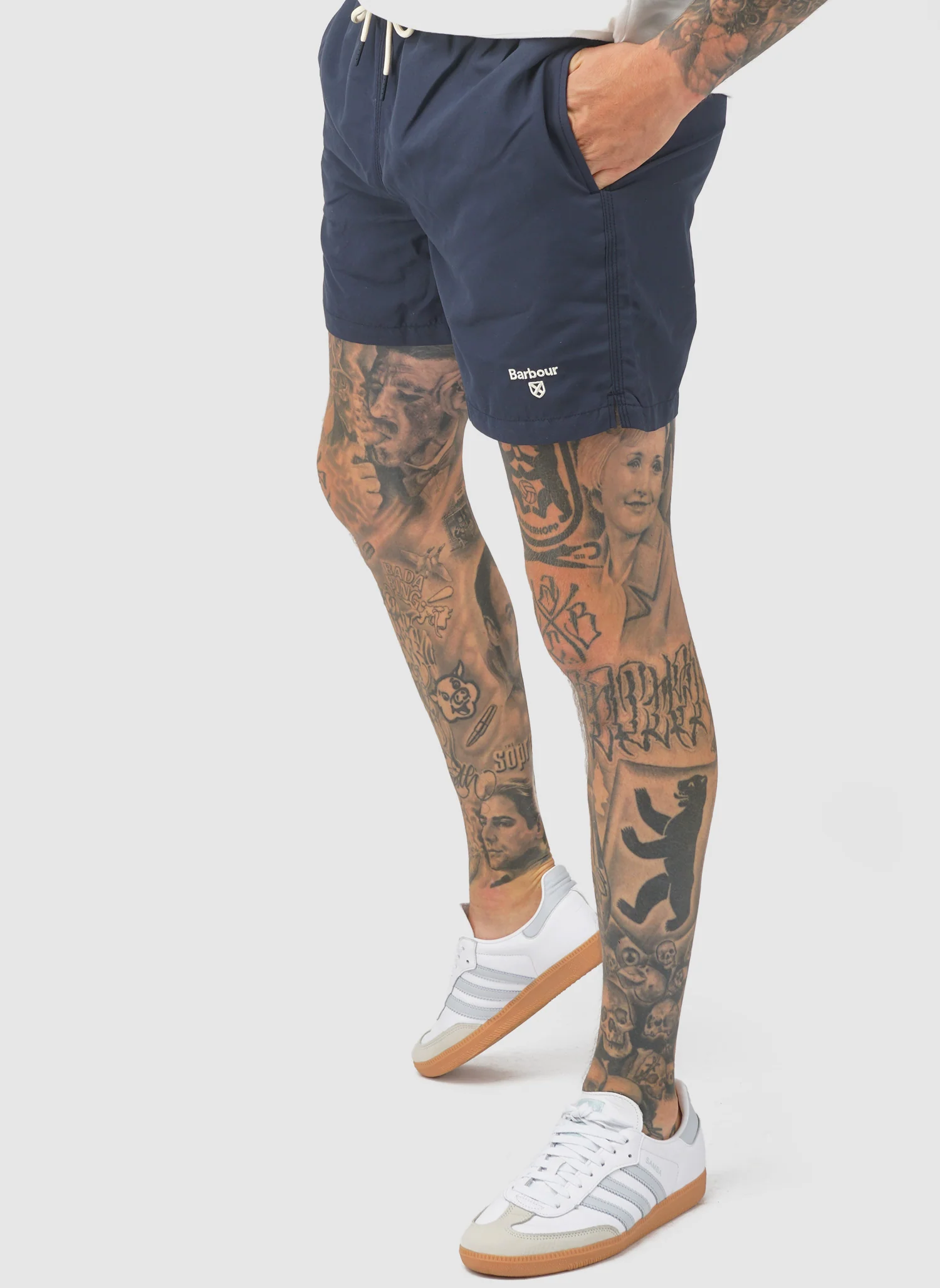 Staple Logo Swim Shorts - Navy - Image 3